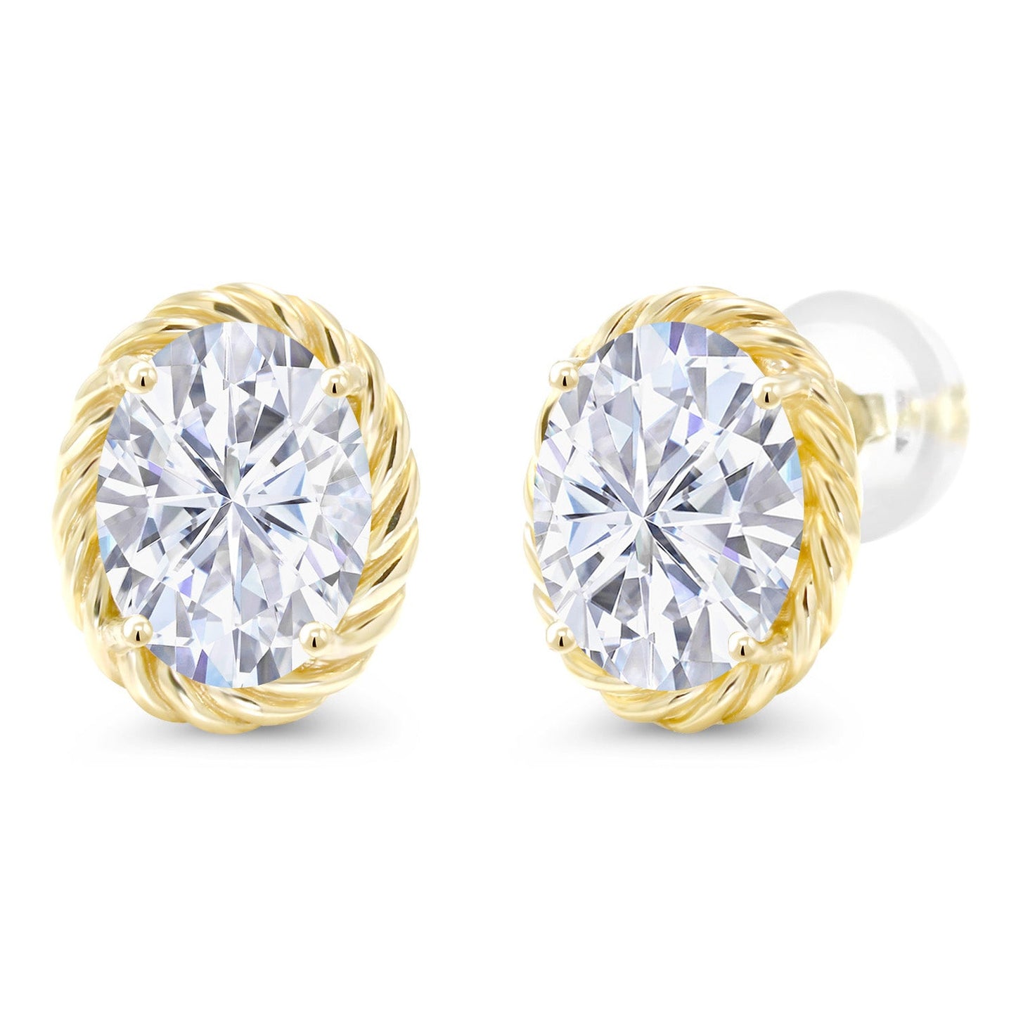 14K Yellow Gold 8X6MM Oval Gemstone Birthstone Earrings | Yellow Gold Earrings For Women Men