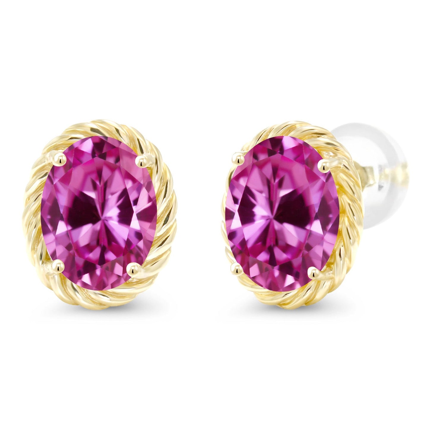 14K Yellow Gold 8X6MM Oval Gemstone Birthstone Earrings | Yellow Gold Earrings For Women Men