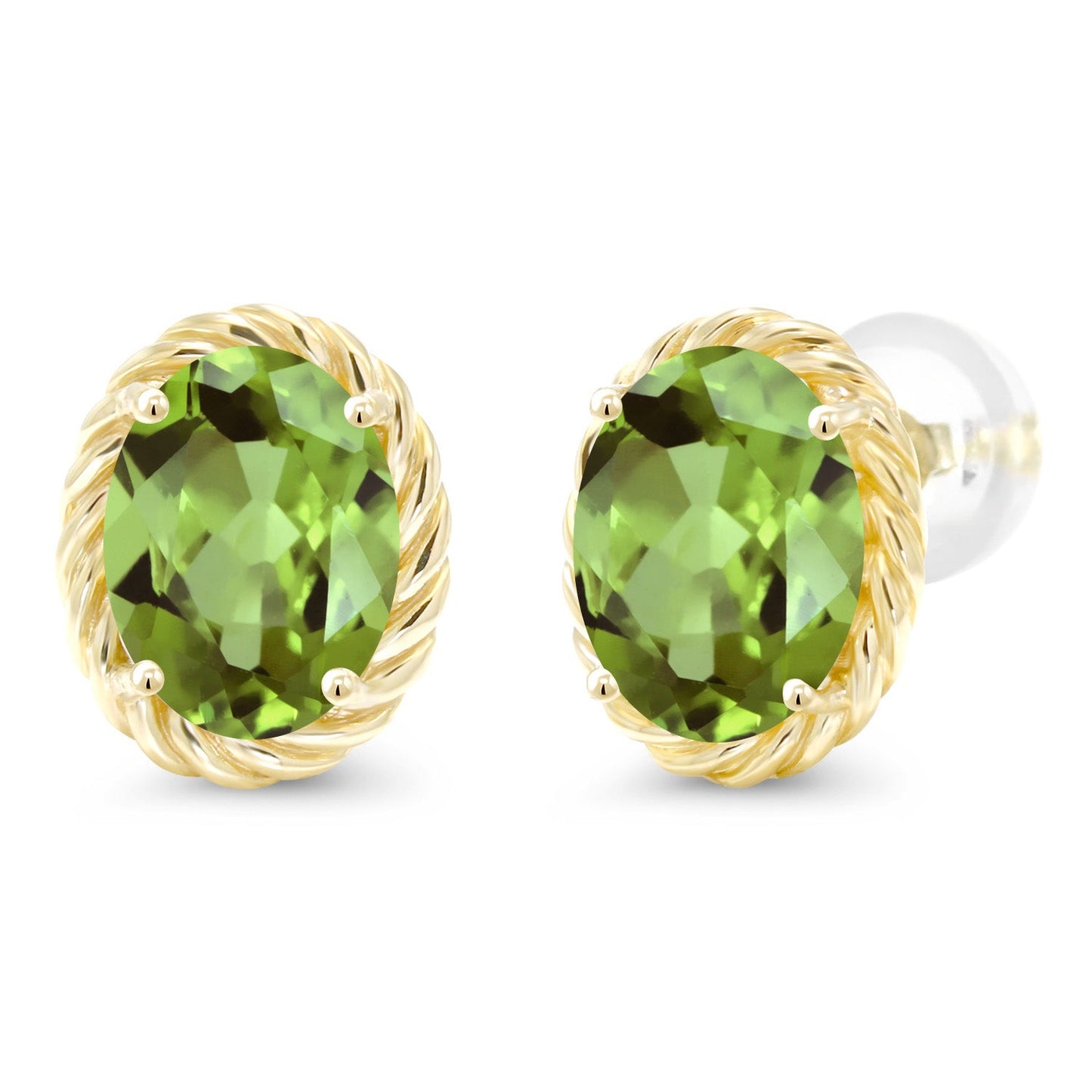 14K Yellow Gold 8X6MM Oval Gemstone Birthstone Earrings | Yellow Gold Earrings For Women Men