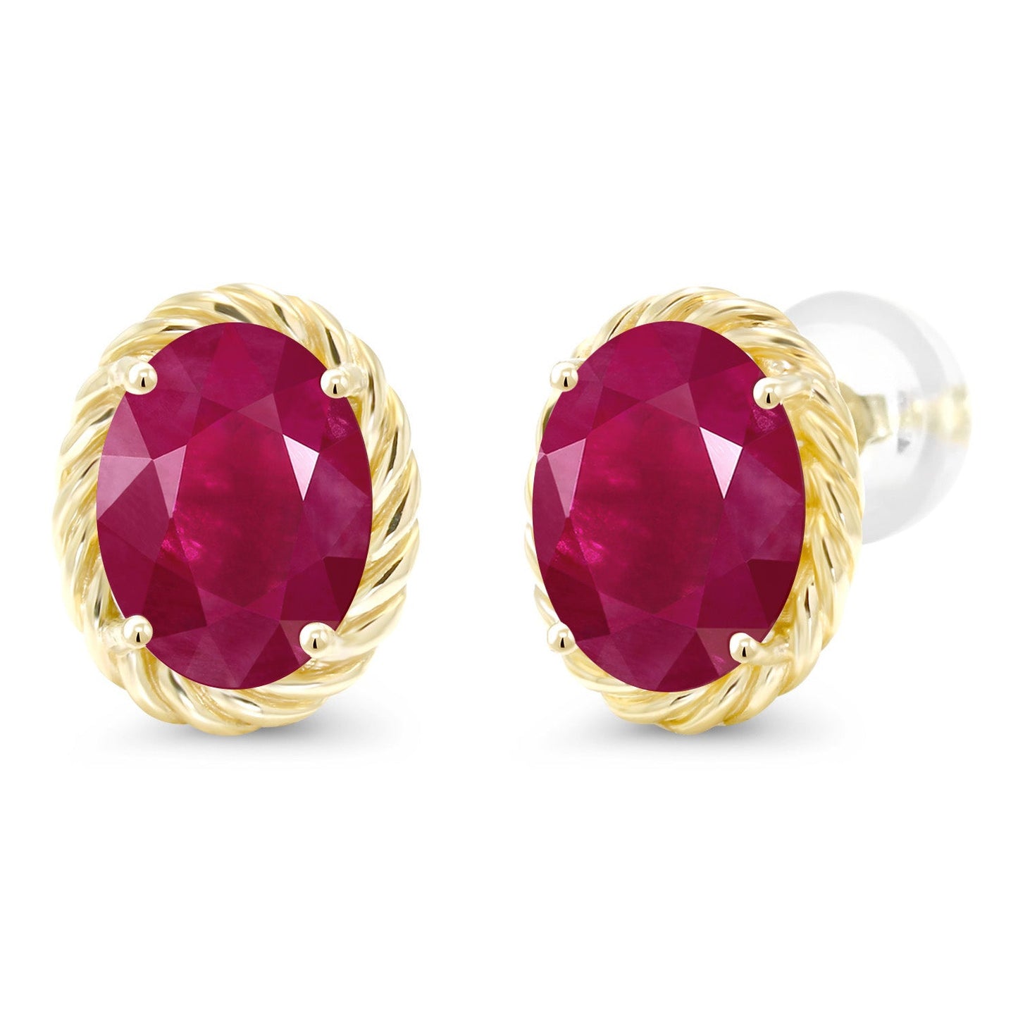 14K Yellow Gold 8X6MM Oval Gemstone Birthstone Earrings | Yellow Gold Earrings For Women Men