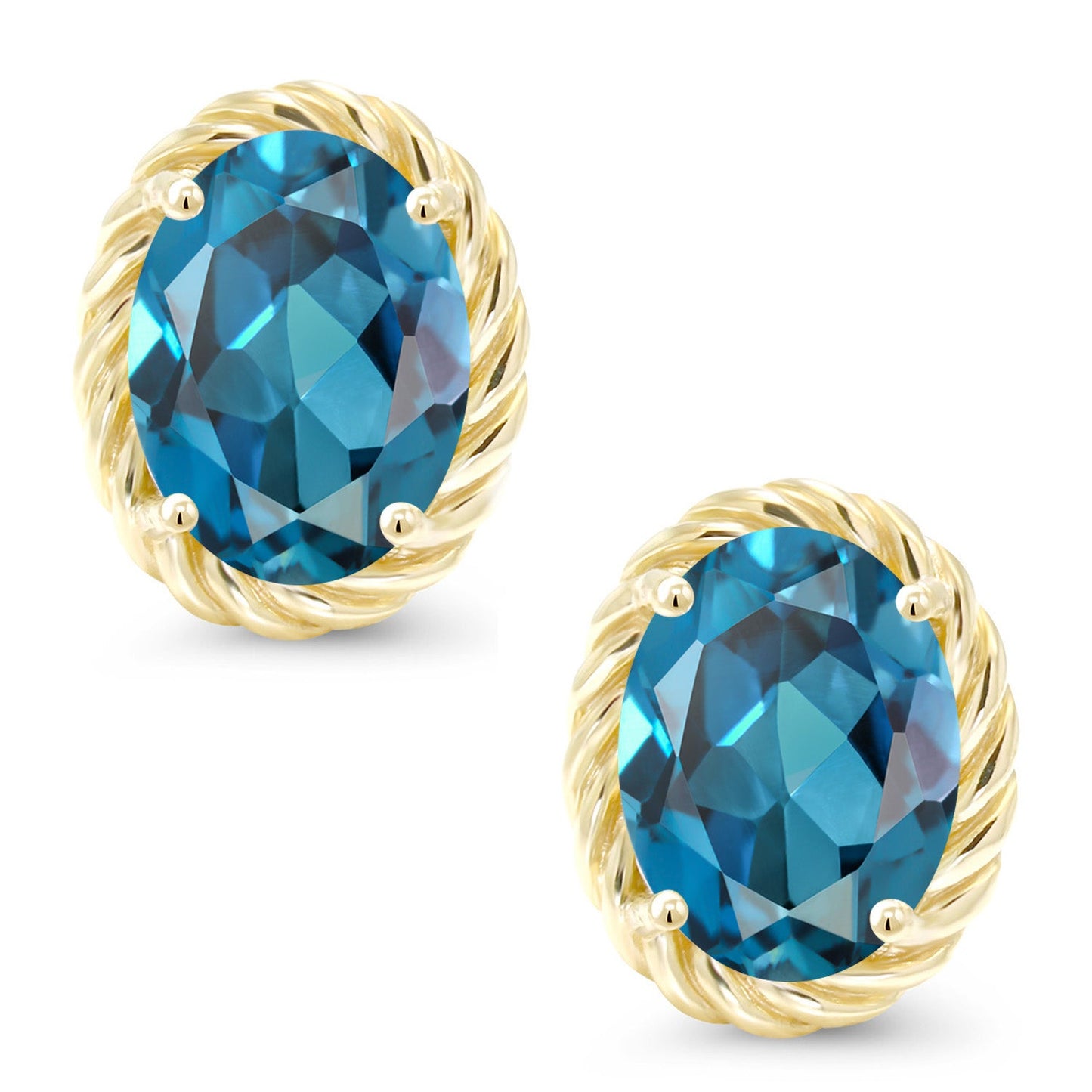 14K Yellow Gold 8X6MM Oval Gemstone Birthstone Earrings | Yellow Gold Earrings For Women Men