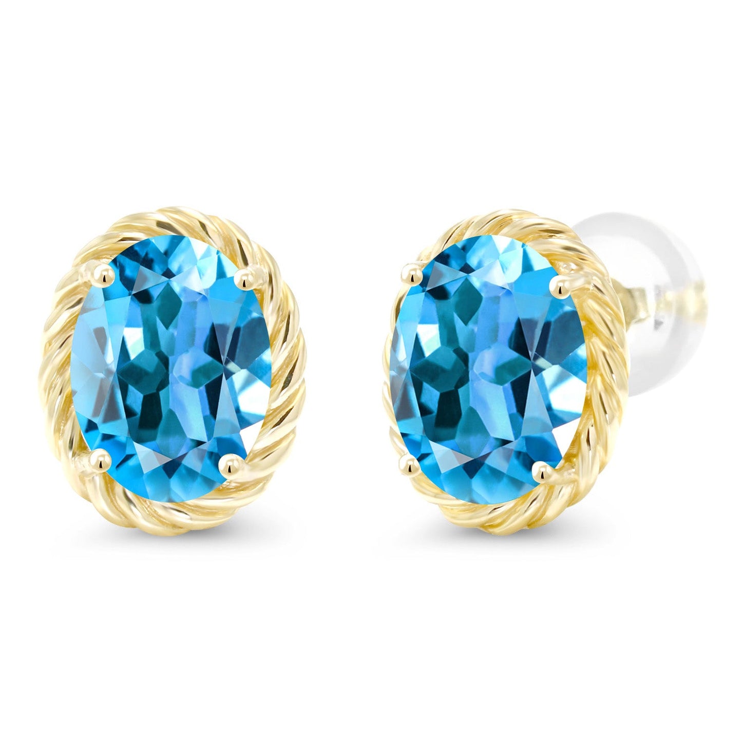 14K Yellow Gold 8X6MM Oval Gemstone Birthstone Earrings | Yellow Gold Earrings For Women Men