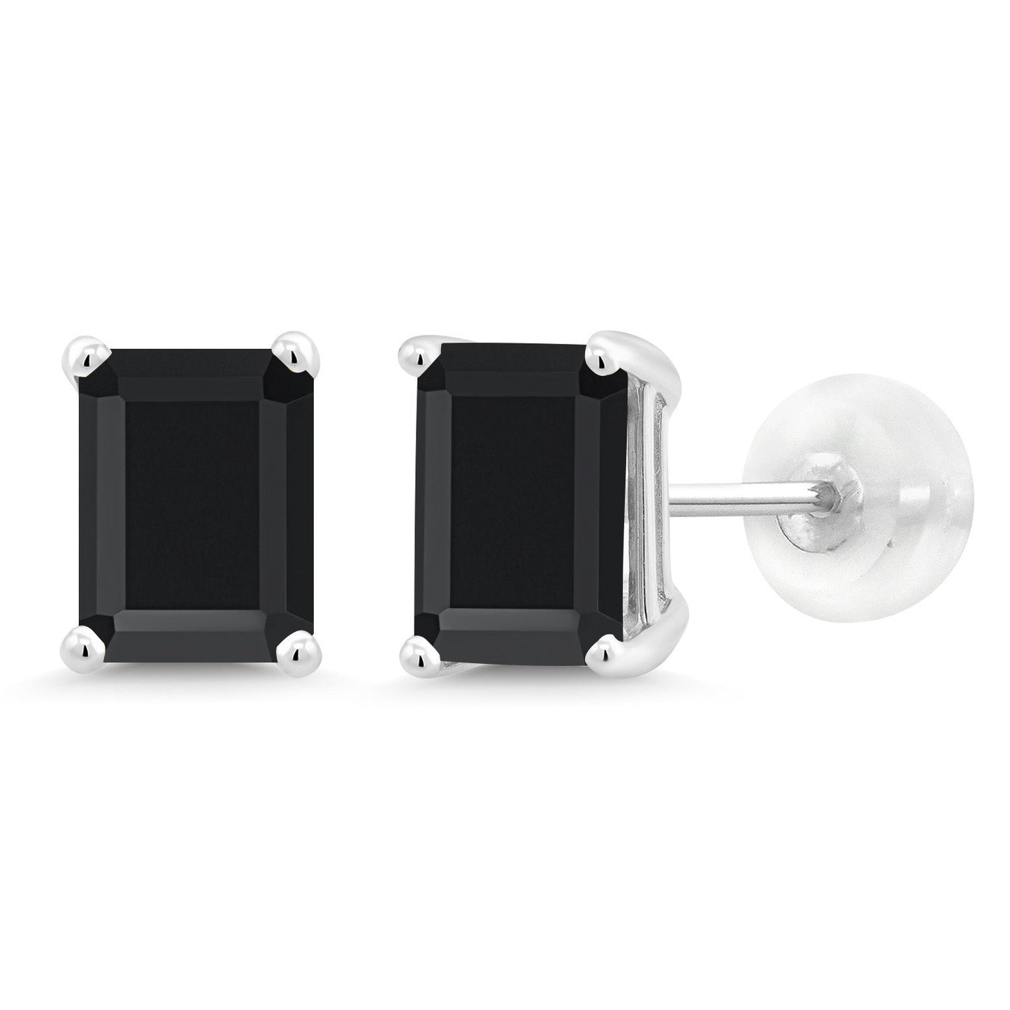Solid 14K Gold 7X5MM Emerald Cut Gemstone Birthstone Stud Earrings | Gold Earrings For Women Men