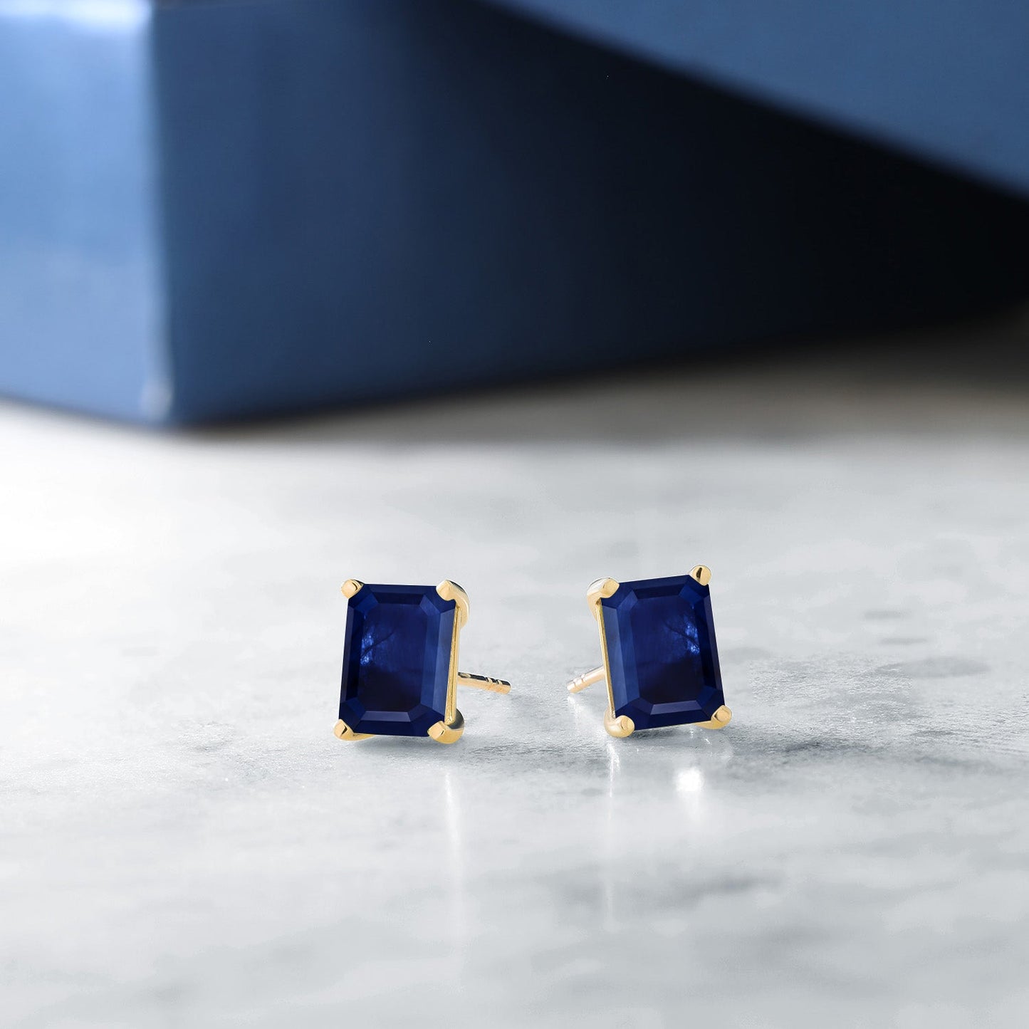 Solid 14K Gold 7X5MM Emerald Cut Gemstone Birthstone Stud Earrings | Gold Earrings For Women Men