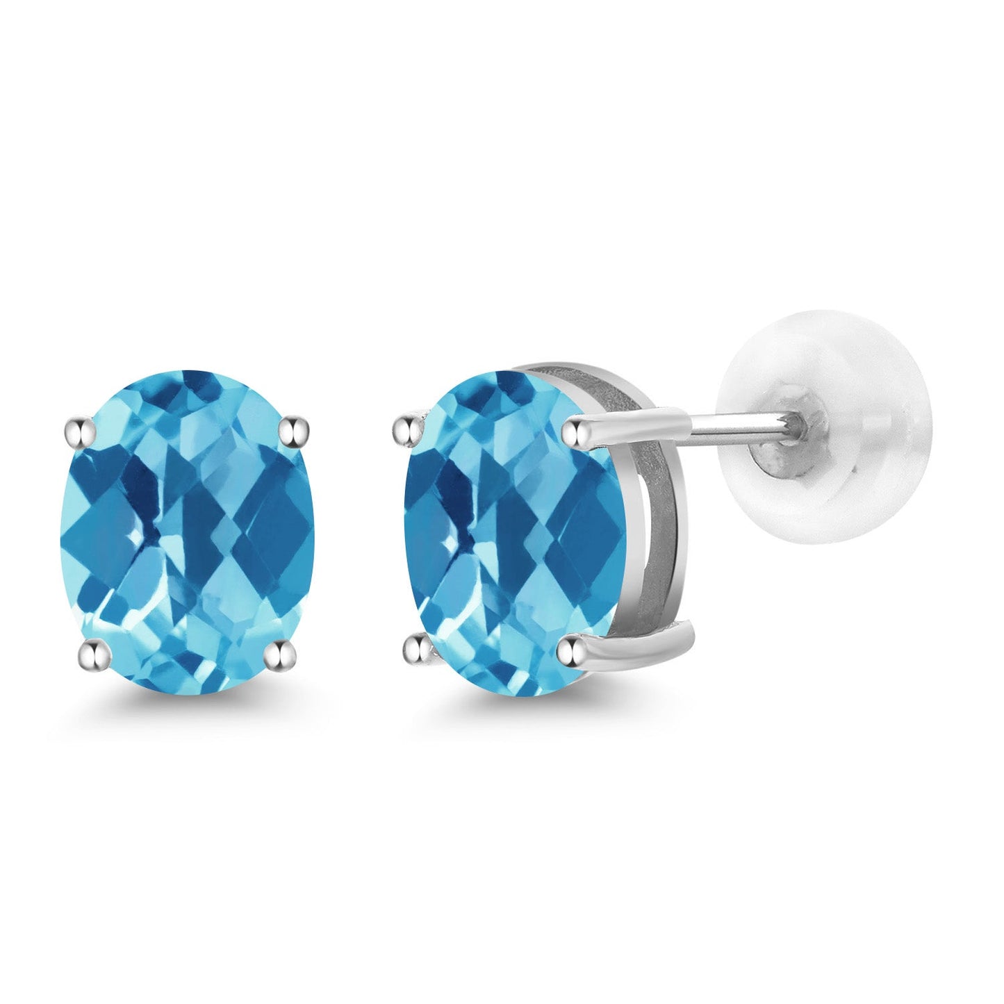 14K Yellow or White Gold Oval Gemstone Birthstone Stud Earrings for Women Men | Oval 8X6MM