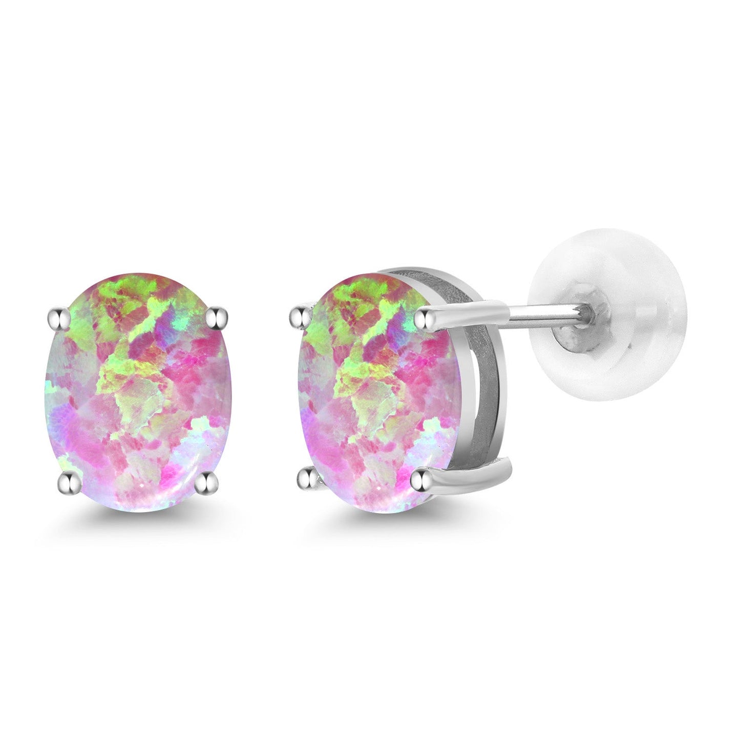 14K Yellow or White Gold Oval Gemstone Birthstone Stud Earrings for Women Men | Oval 8X6MM