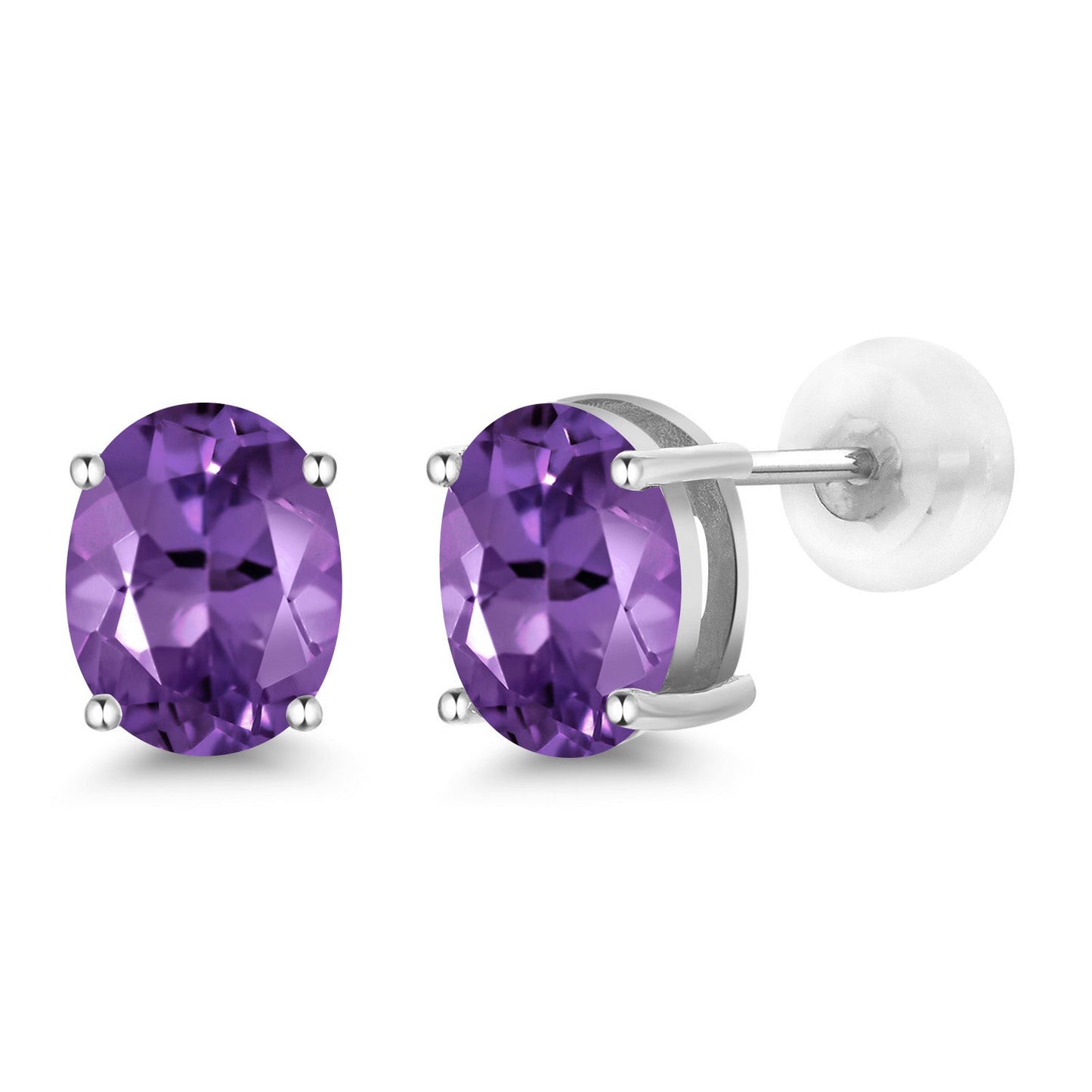 14K Yellow or White Gold Oval Gemstone Birthstone Stud Earrings for Women Men | Oval 8X6MM