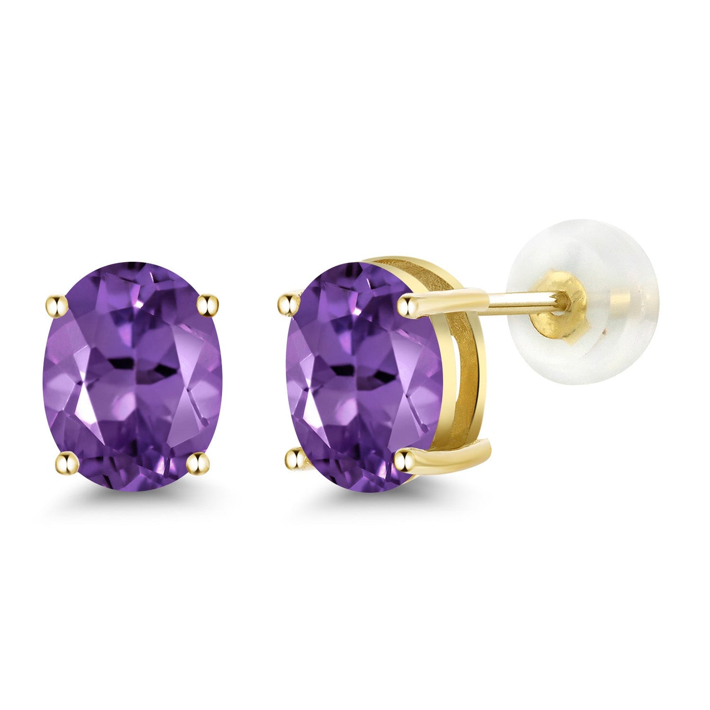 14K Yellow or White Gold Oval Gemstone Birthstone Stud Earrings for Women Men | Oval 8X6MM
