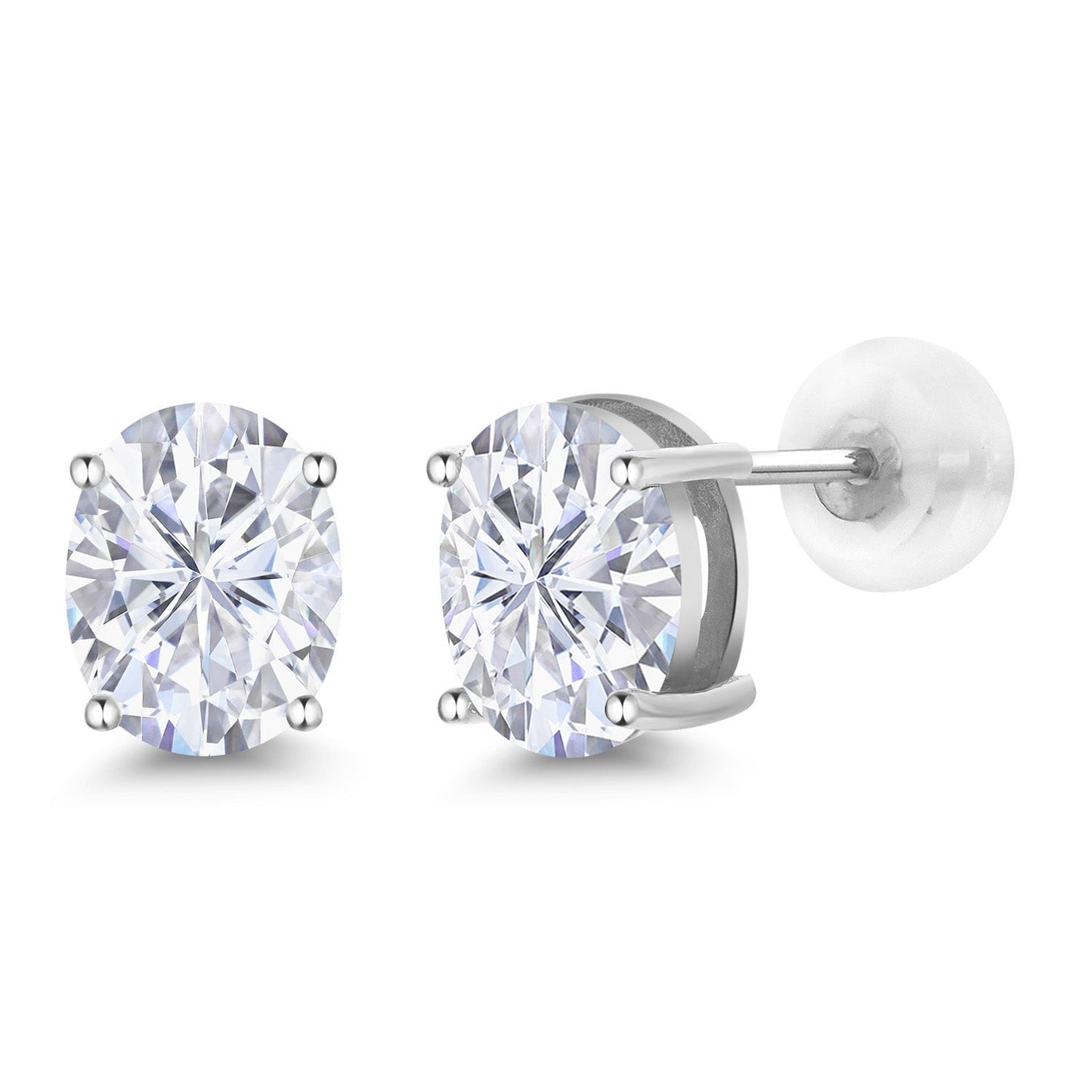14K Yellow or White Gold Oval Gemstone Birthstone Stud Earrings for Women Men | Oval 8X6MM