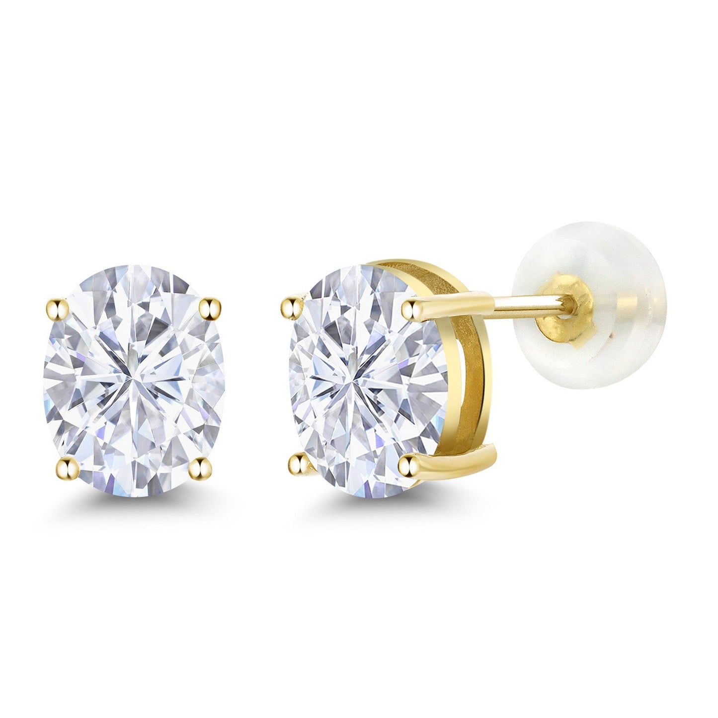 14K Yellow or White Gold Oval Gemstone Birthstone Stud Earrings for Women Men | Oval 8X6MM