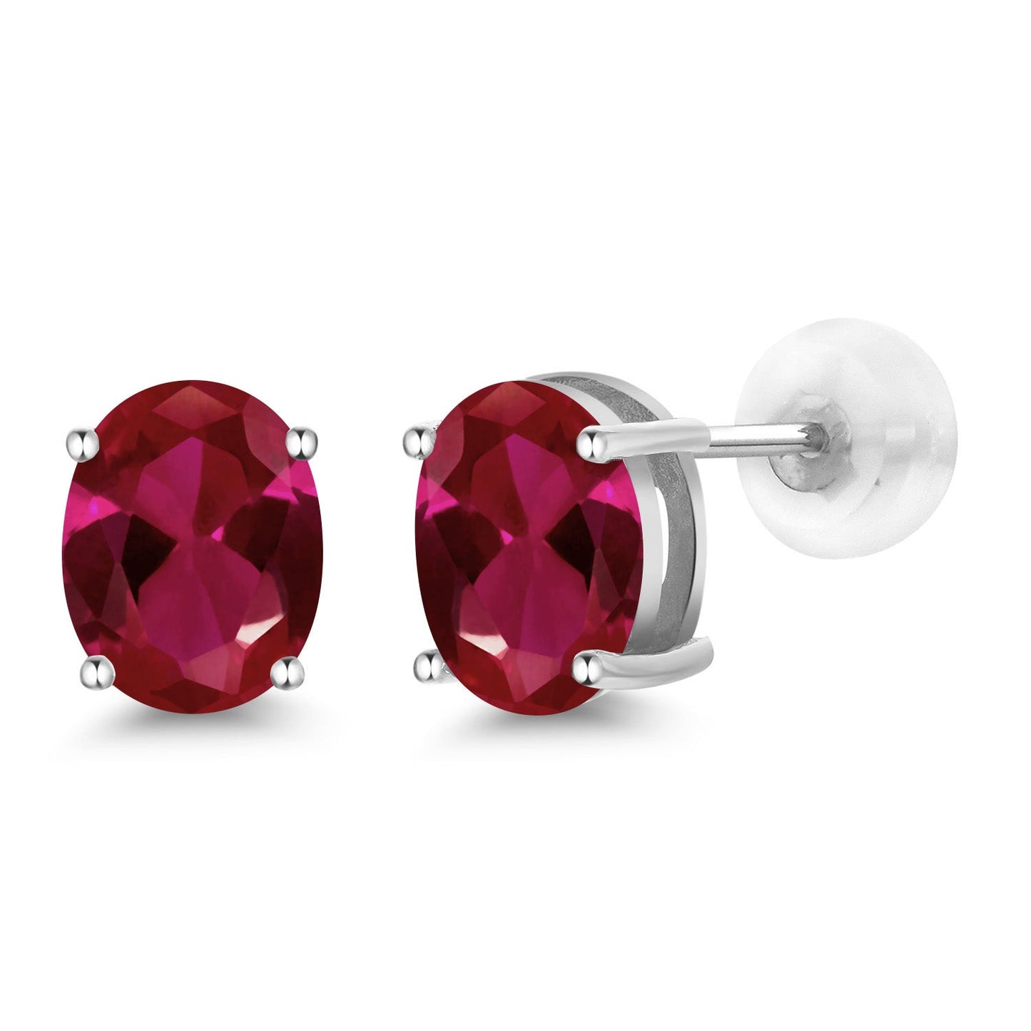14K Yellow or White Gold Oval Gemstone Birthstone Stud Earrings for Women Men | Oval 8X6MM