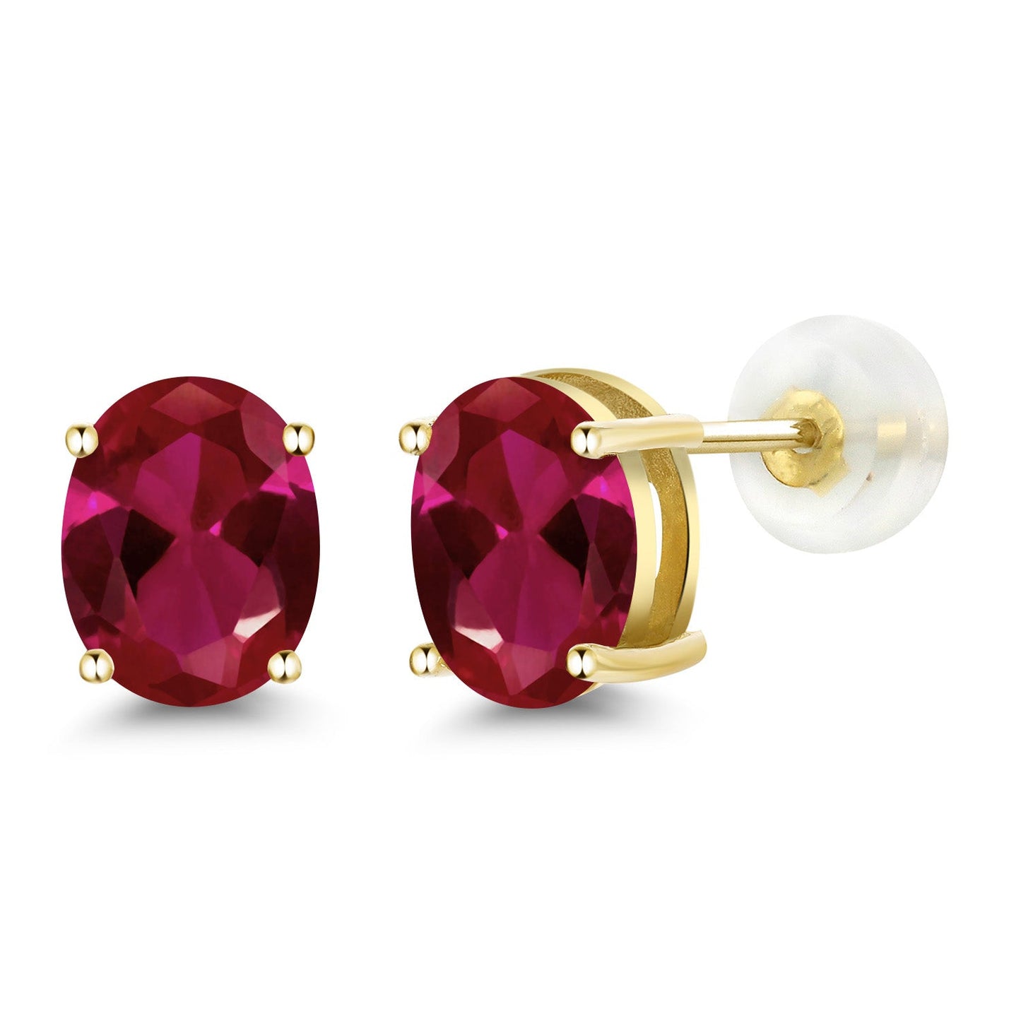14K Yellow or White Gold Oval Gemstone Birthstone Stud Earrings for Women Men | Oval 8X6MM
