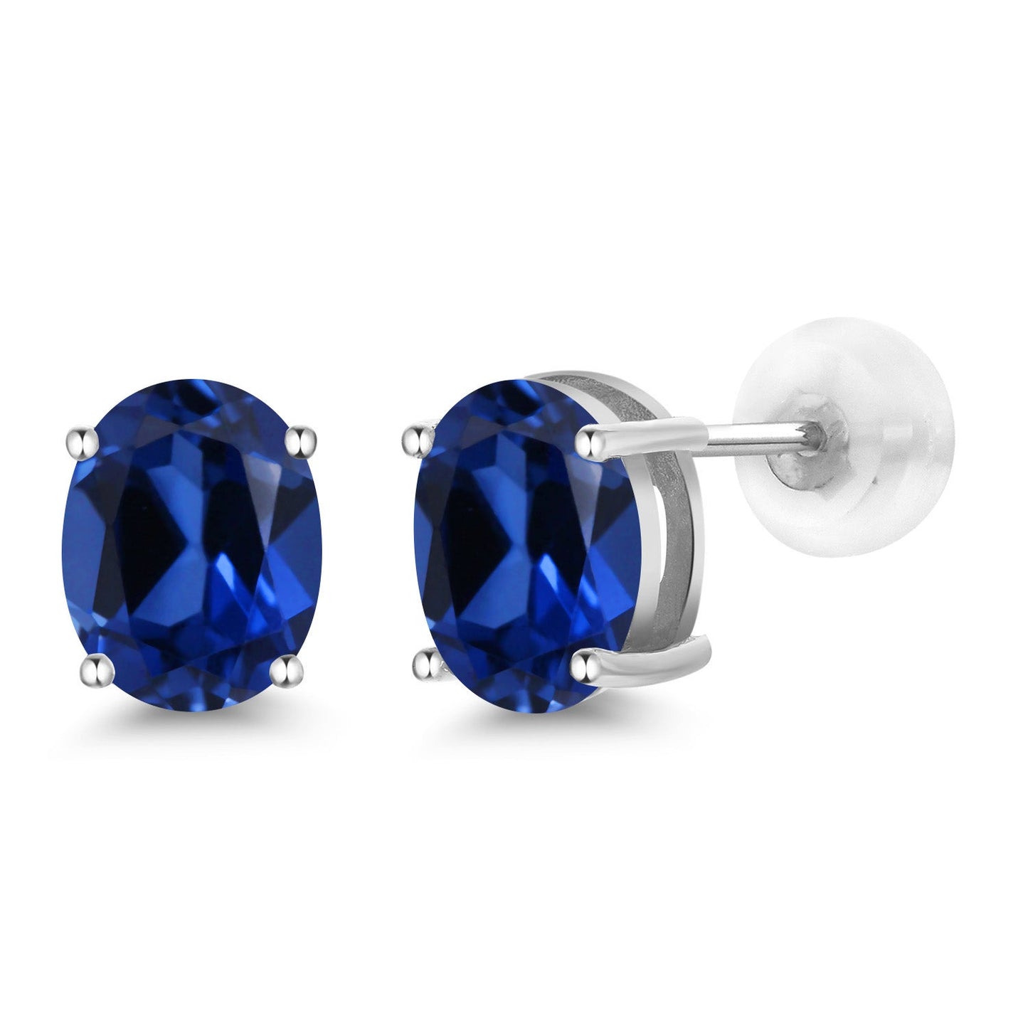 14K Yellow or White Gold Oval Gemstone Birthstone Stud Earrings for Women Men | Oval 8X6MM
