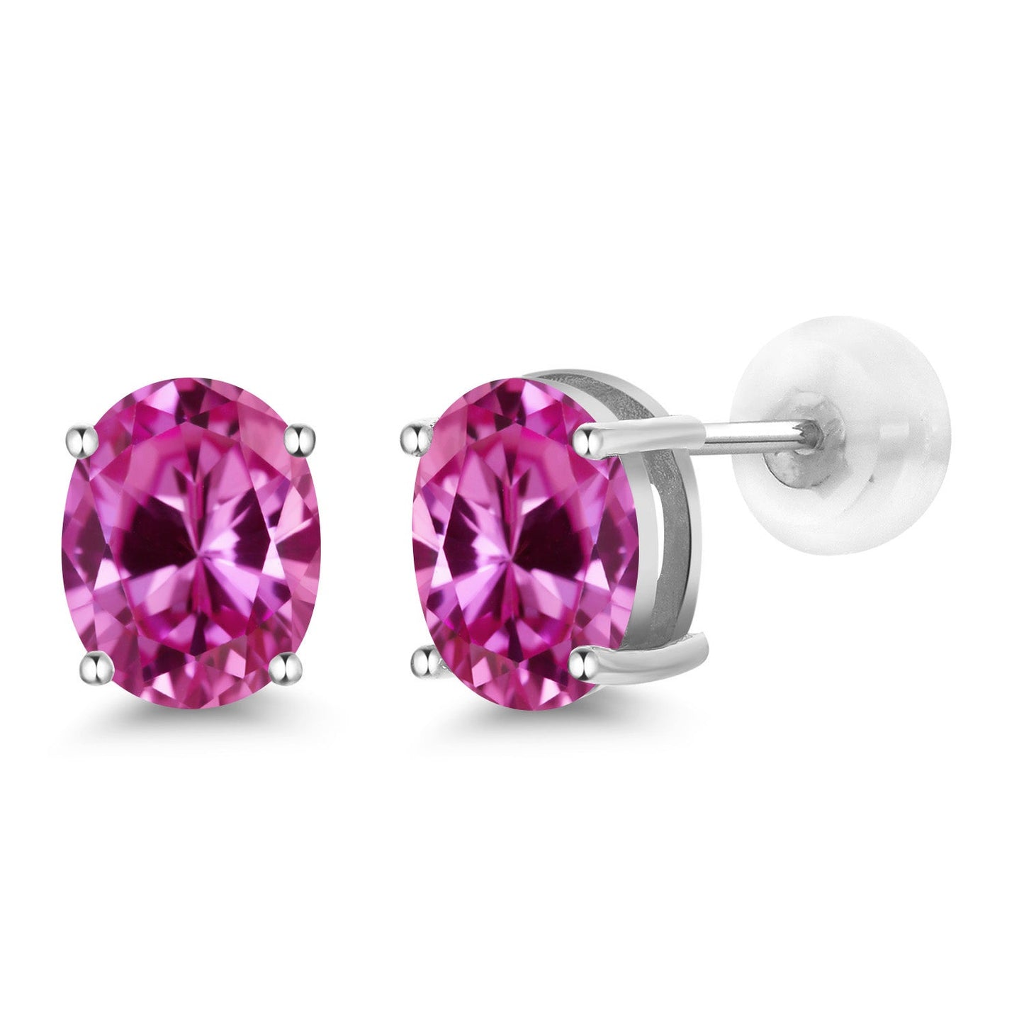 14K Yellow or White Gold Oval Gemstone Birthstone Stud Earrings for Women Men | Oval 8X6MM