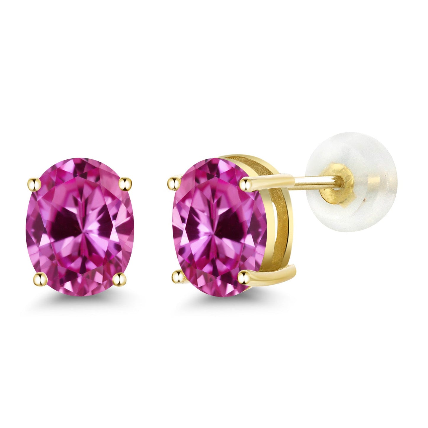 14K Yellow or White Gold Oval Gemstone Birthstone Stud Earrings for Women Men | Oval 8X6MM