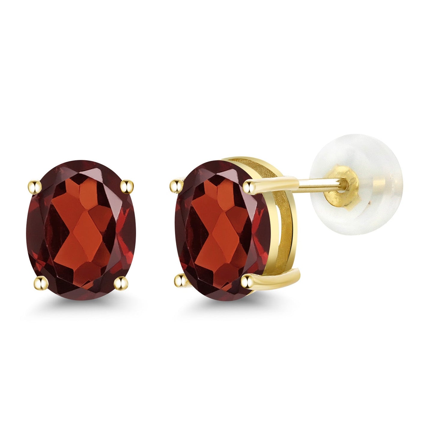 14K Yellow or White Gold Oval Gemstone Birthstone Stud Earrings for Women Men | Oval 8X6MM