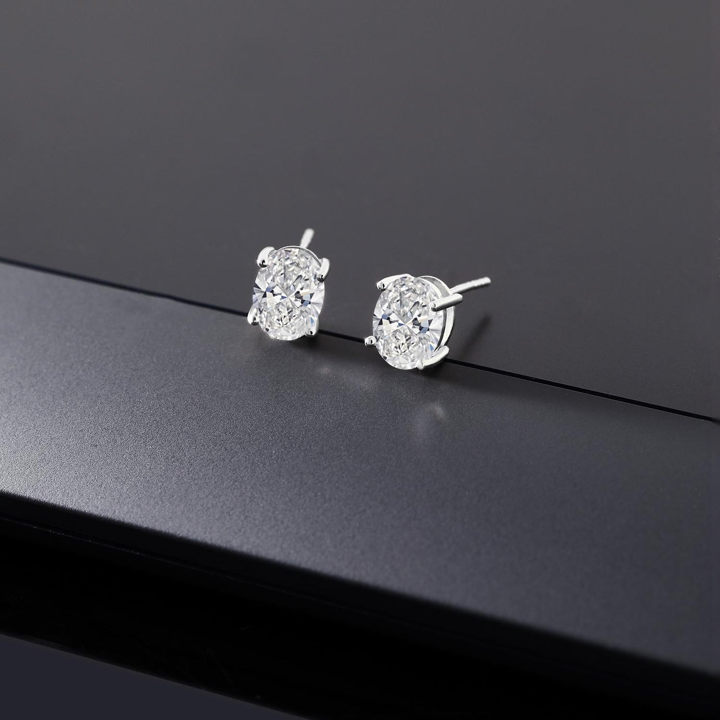 3.00 Cttw Oval Cut 14K White Gold IGI Certified Lab Grown Diamond Stud Earrings | | F-G Color | VS Clarity | Gold Earrings For Women Men