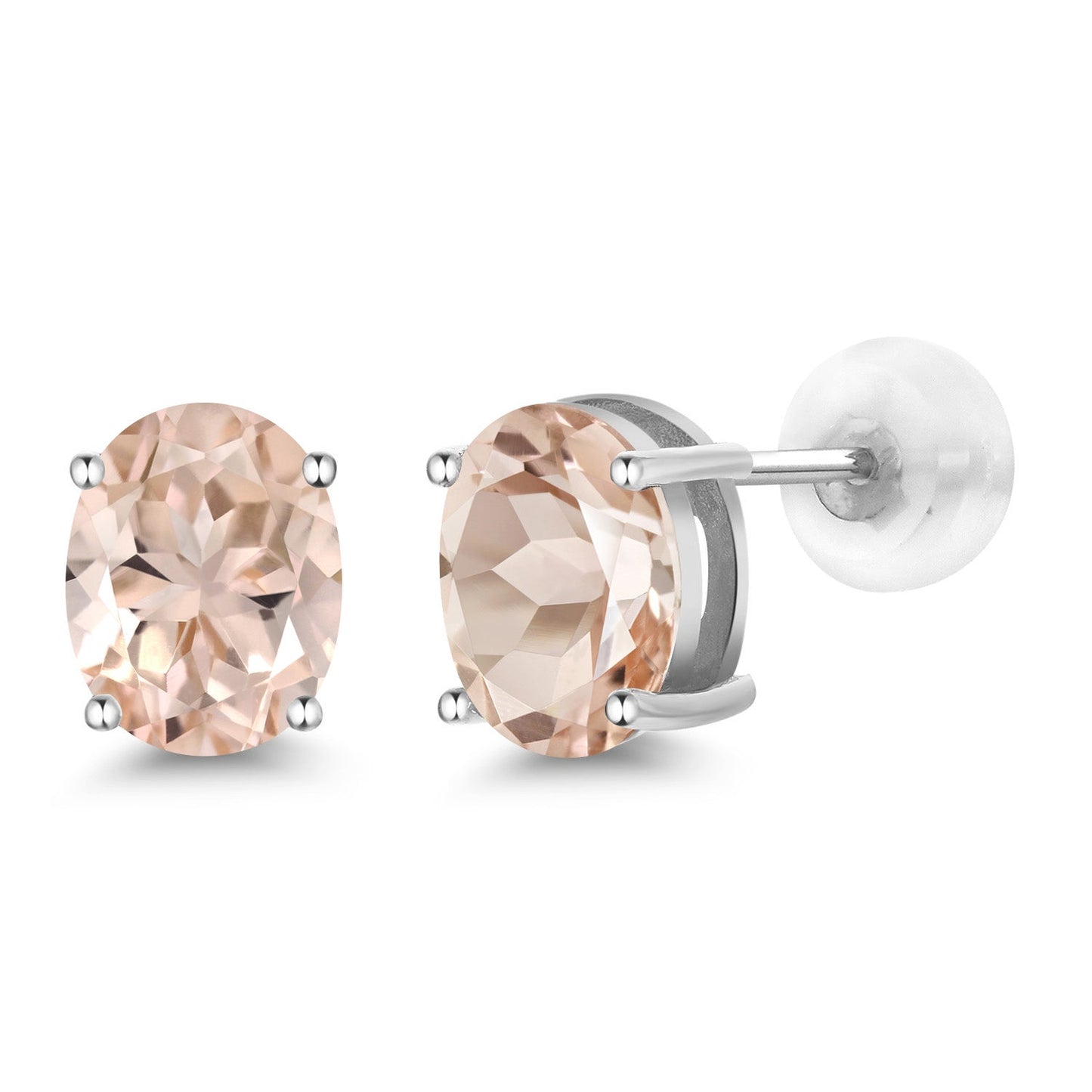 14K Yellow or White Gold Oval Gemstone Birthstone Stud Earrings for Women Men | Oval 8X6MM