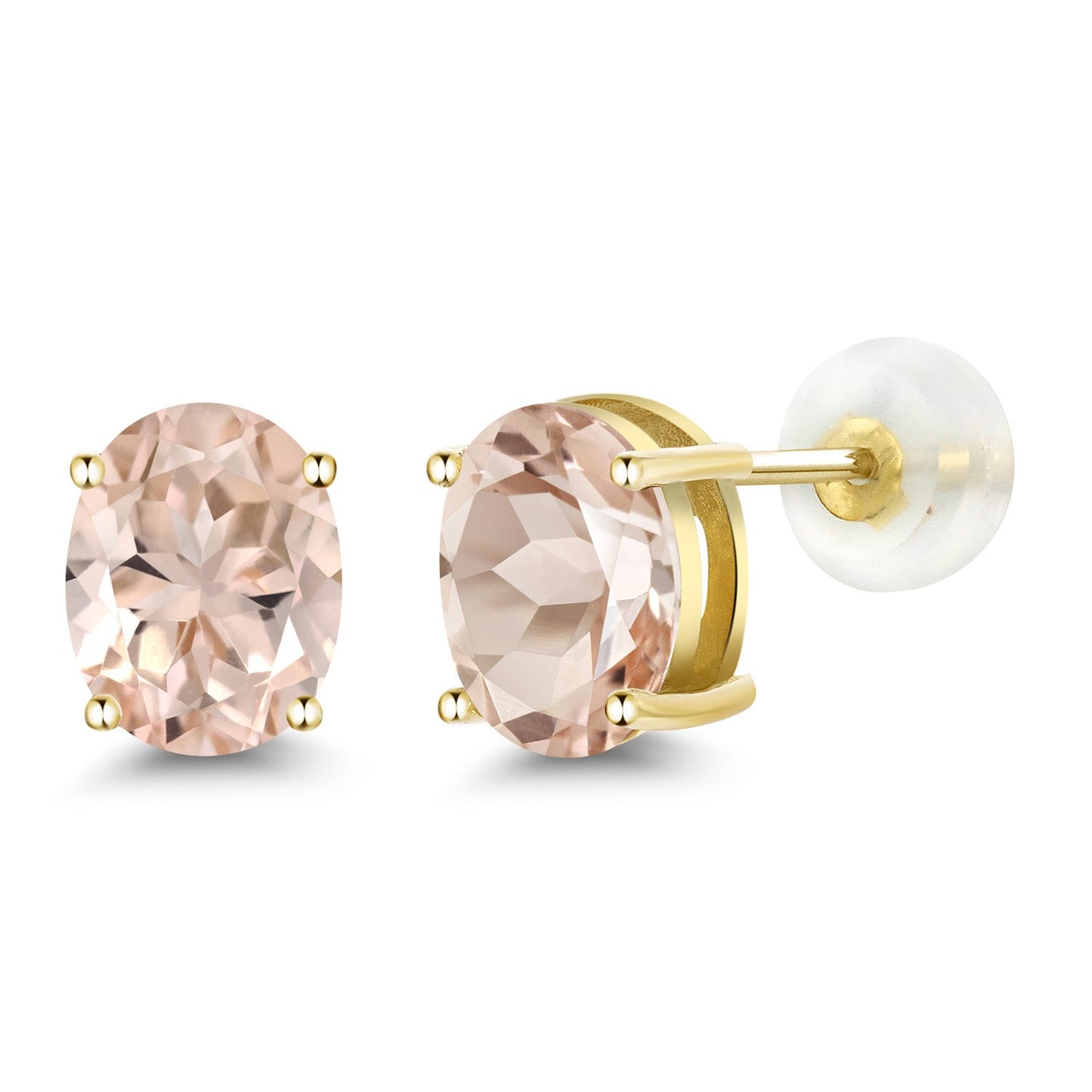 14K Yellow or White Gold Oval Gemstone Birthstone Stud Earrings for Women Men | Oval 8X6MM