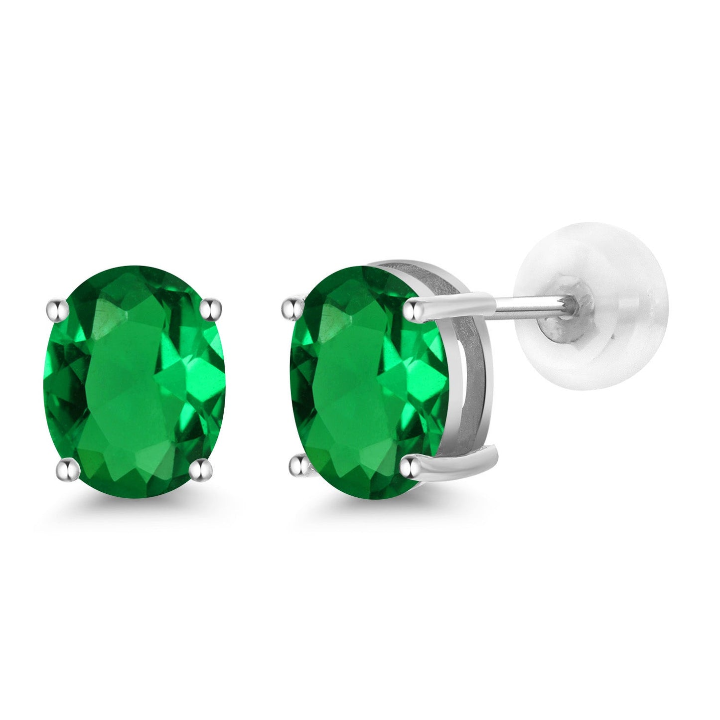 14K Yellow or White Gold Oval Gemstone Birthstone Stud Earrings for Women Men | Oval 8X6MM
