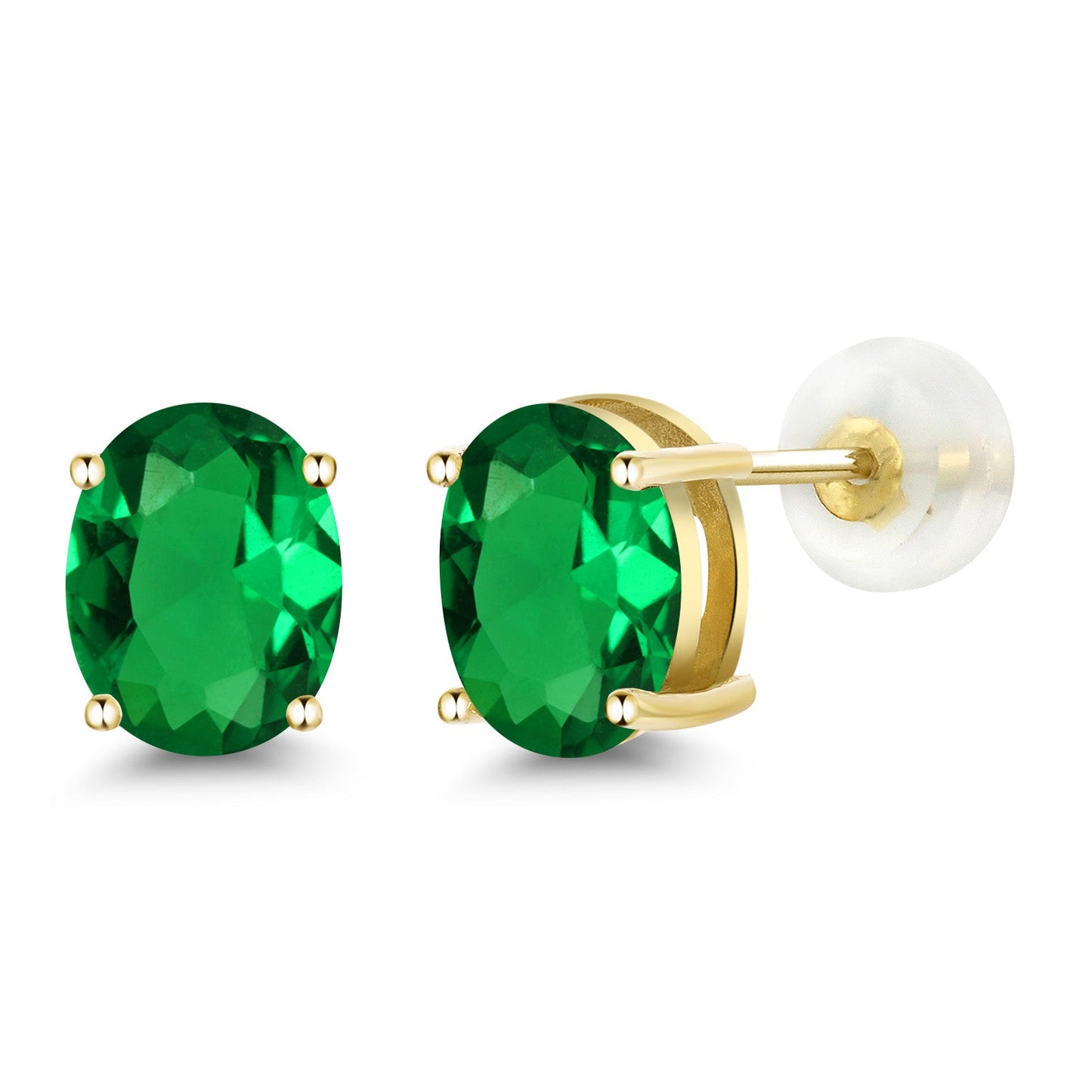 14K Yellow or White Gold Oval Gemstone Birthstone Stud Earrings for Women Men | Oval 8X6MM