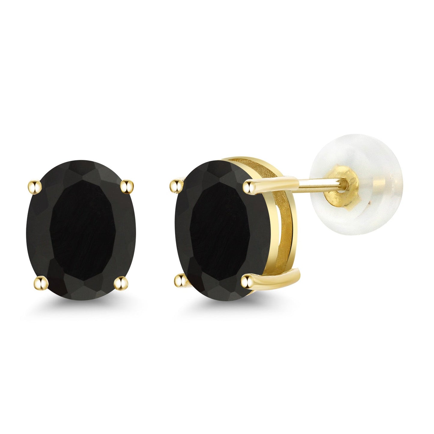 14K Yellow or White Gold Oval Gemstone Birthstone Stud Earrings for Women Men | Oval 8X6MM