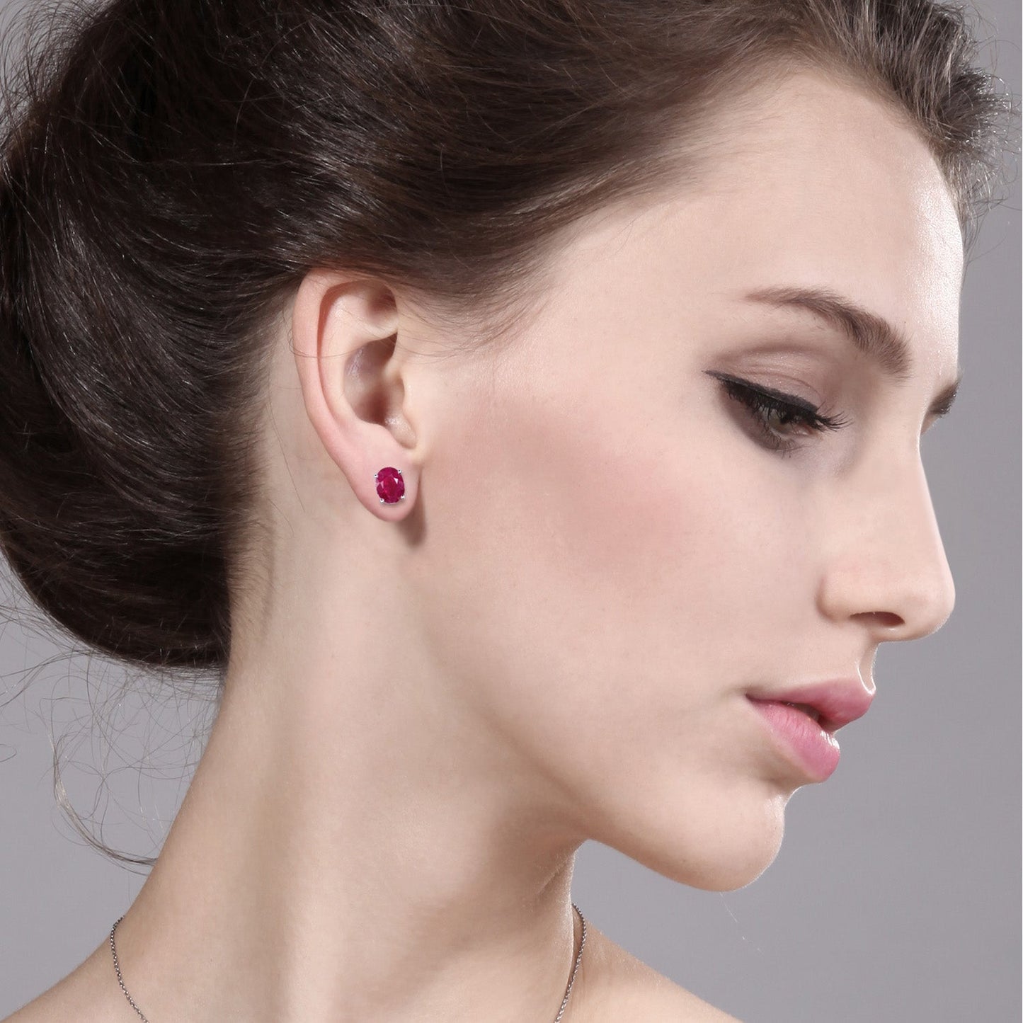14K Yellow or White Gold Oval Gemstone Birthstone Stud Earrings for Women Men | Oval 8X6MM