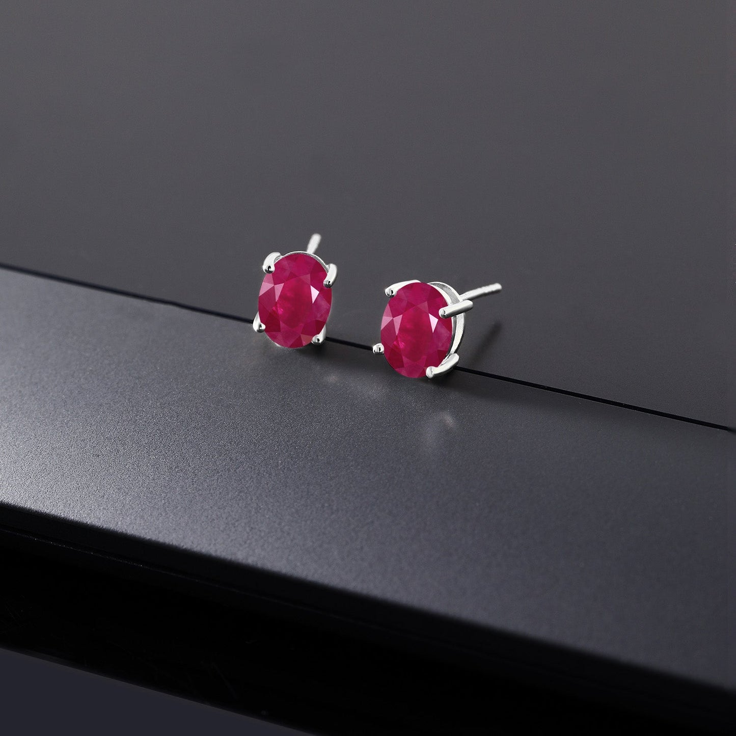 14K Yellow or White Gold Oval Gemstone Birthstone Stud Earrings for Women Men | Oval 8X6MM