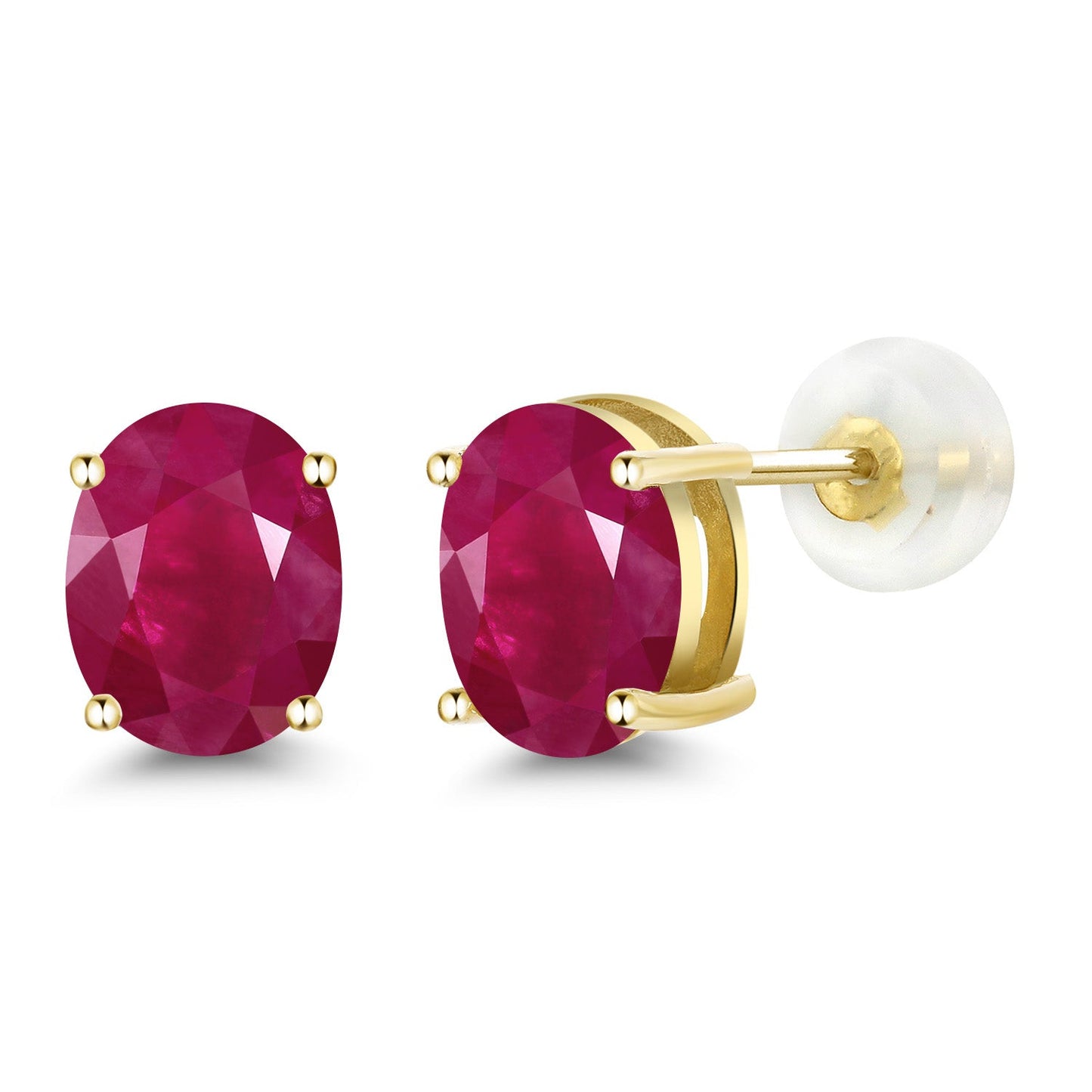 14K Yellow or White Gold Oval Gemstone Birthstone Stud Earrings for Women Men | Oval 8X6MM