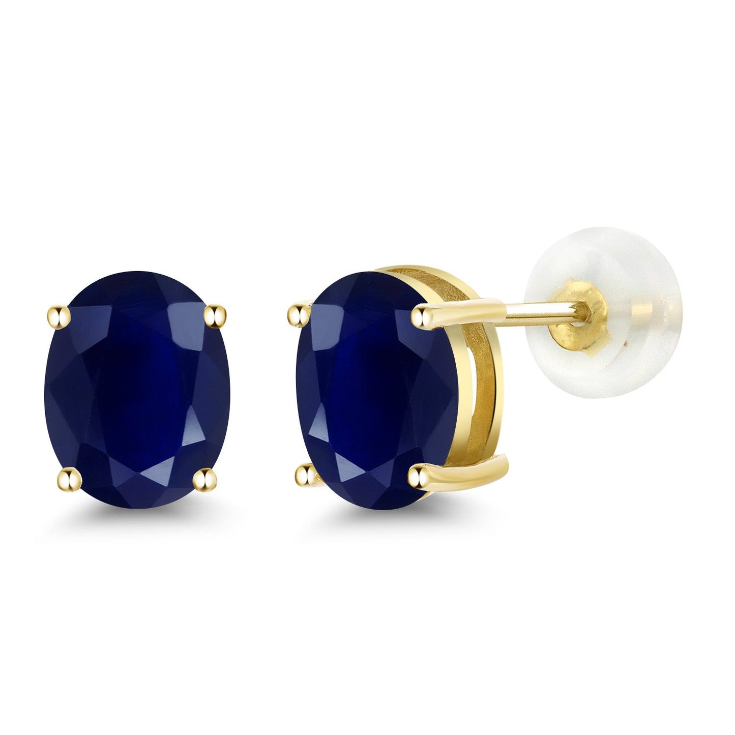 14K Yellow or White Gold Oval Gemstone Birthstone Stud Earrings for Women Men | Oval 8X6MM