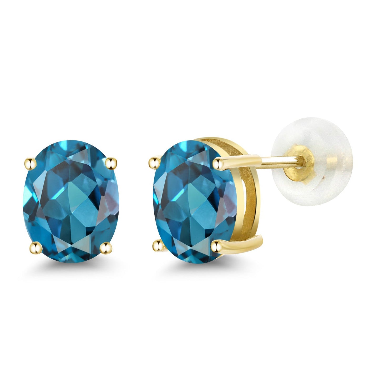 14K Yellow or White Gold Oval Gemstone Birthstone Stud Earrings for Women Men | Oval 8X6MM