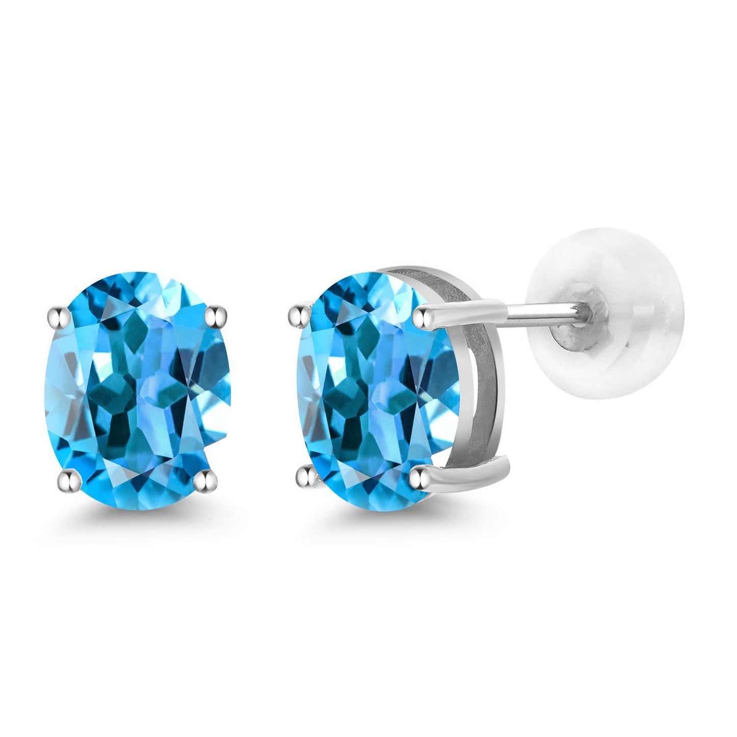 14K Yellow or White Gold Oval Gemstone Birthstone Stud Earrings for Women Men | Oval 8X6MM