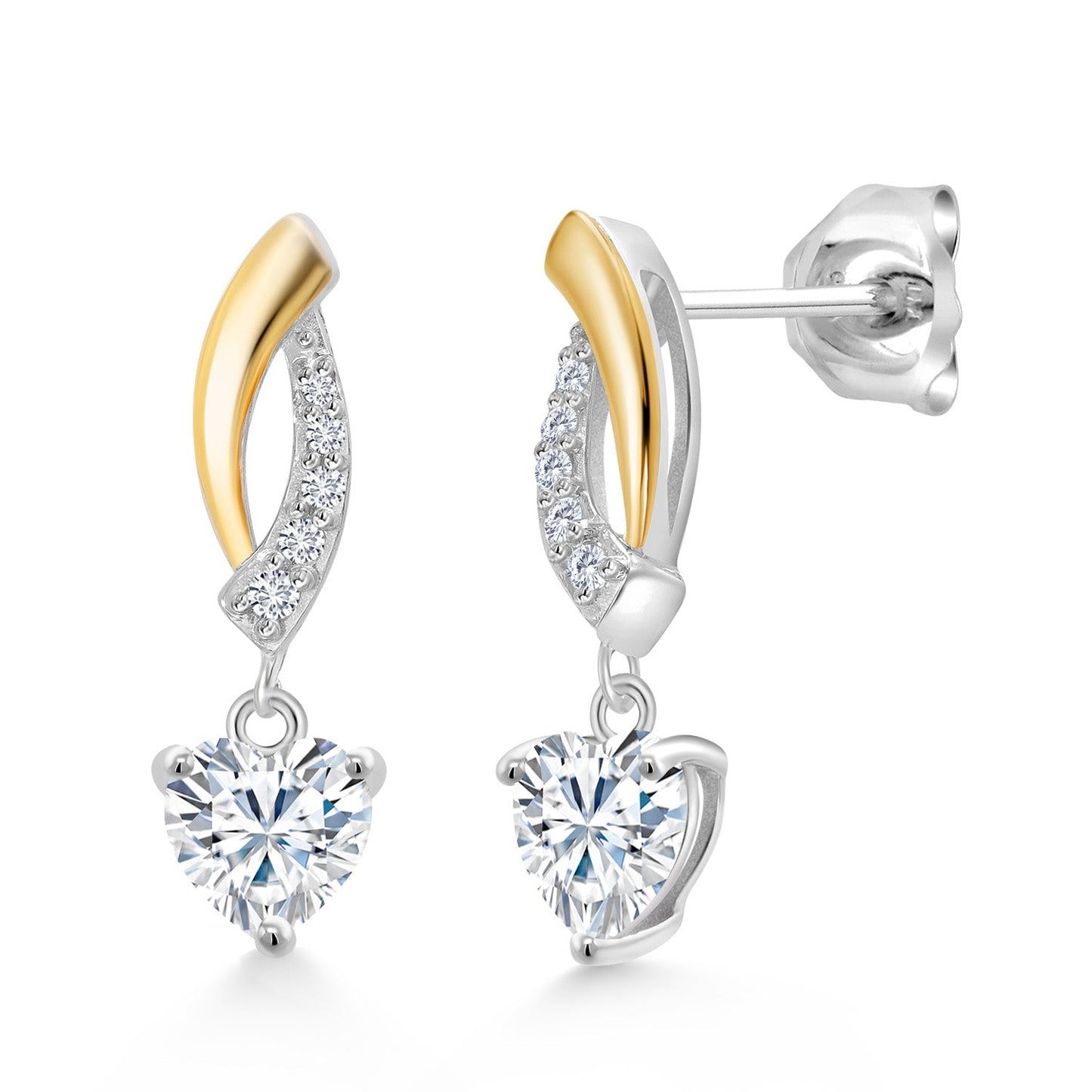 5MM Heart Shape Gemstone Birthstone and Lab Grown Diamond Dangle Earrings for Women | 925 Silver and 10K Yellow Gold | Fine Jewelry Gifts for Her Mom Women Wife