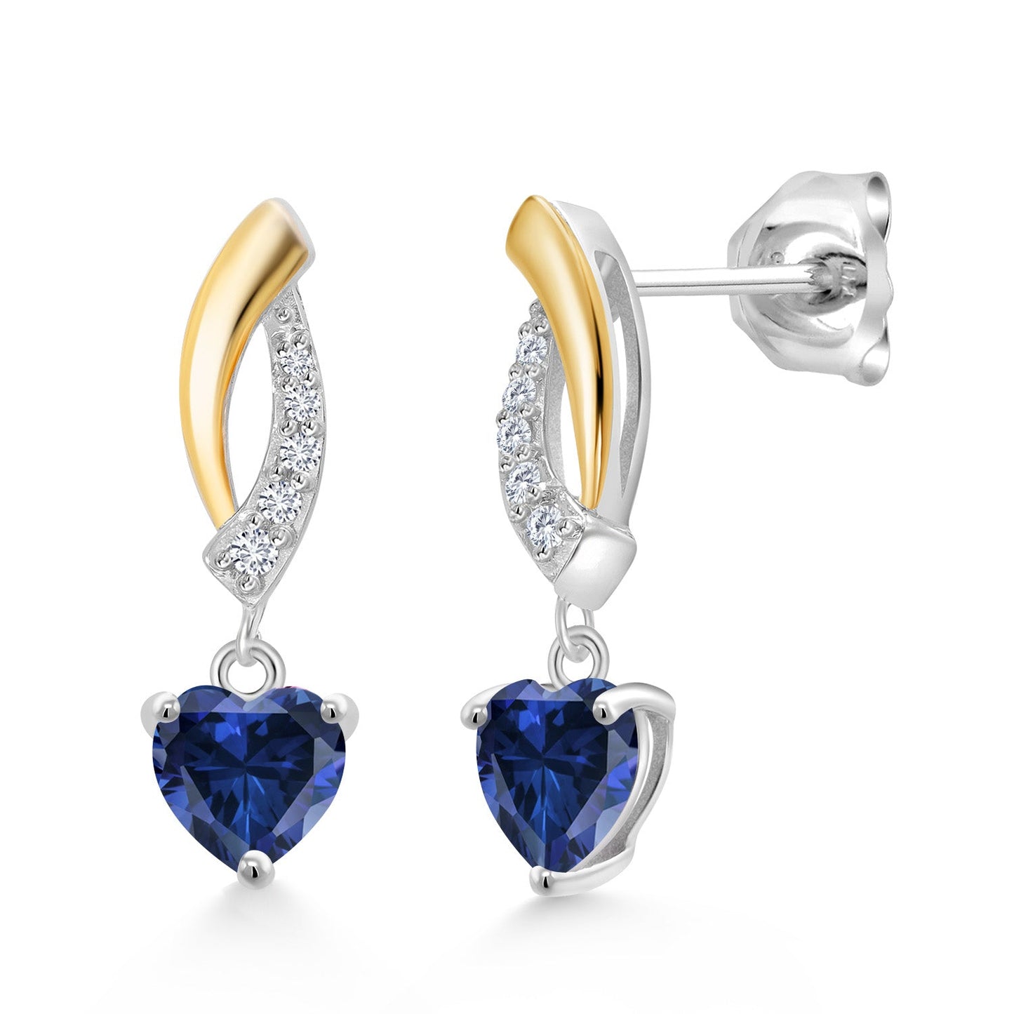 5MM Heart Shape Gemstone Birthstone and Lab Grown Diamond Dangle Earrings for Women | 925 Silver and 10K Yellow Gold | Fine Jewelry Gifts for Her Mom Women Wife