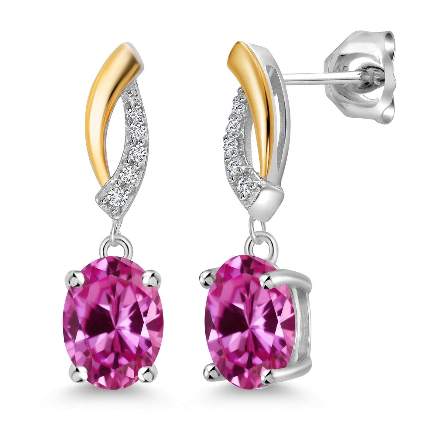 Drop Dangle Earrings For Women | 8X6MM Oval Gemstone Birthstone and Lab Grown Diamond | 925 Silver and 10K Yellow Gold | Fine Jewelry Gifts for Her Mom Women Wife