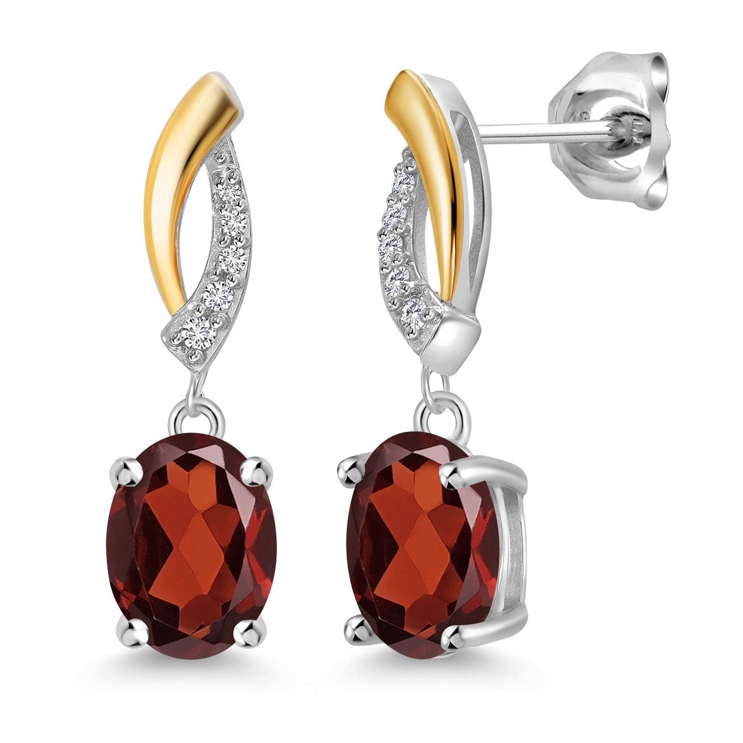 Drop Dangle Earrings For Women | 8X6MM Oval Gemstone Birthstone and Lab Grown Diamond | 925 Silver and 10K Yellow Gold | Fine Jewelry Gifts for Her Mom Women Wife
