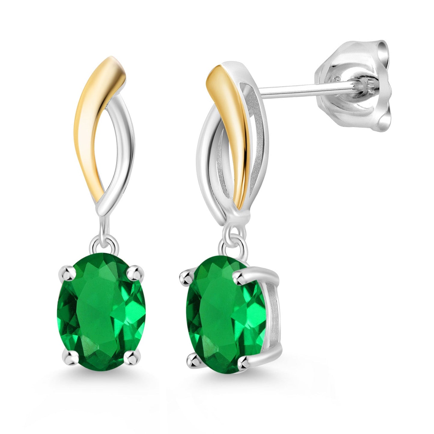 Infinity Dangle Drop Earrings For Women | 925 Sterling Silver and 10K Yellow Gold | 8X6MM Oval Gemstone Birthstone | Fine Jewelry Gifts for Her Mom Women Wife