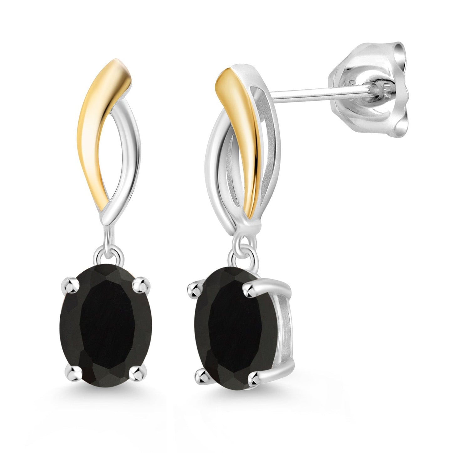 Infinity Dangle Drop Earrings For Women | 925 Sterling Silver and 10K Yellow Gold | 8X6MM Oval Gemstone Birthstone | Fine Jewelry Gifts for Her Mom Women Wife