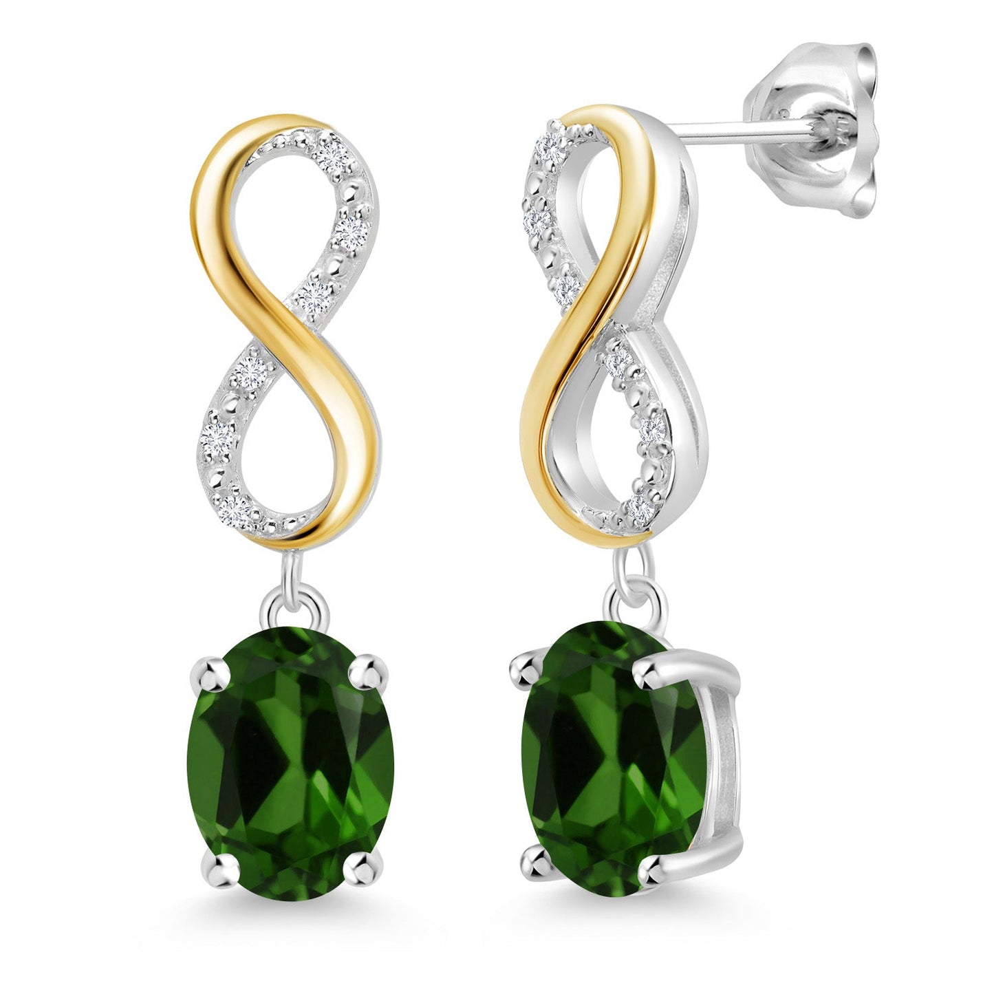 Dangle Infinity Earrings For Women | 8X6MM Oval Cut Gemstone Birthstone and Lab Grown Diamond | 925 Silver 10K Yellow Gold | Fine Jewelry Gifts for Her Mom Women Wife