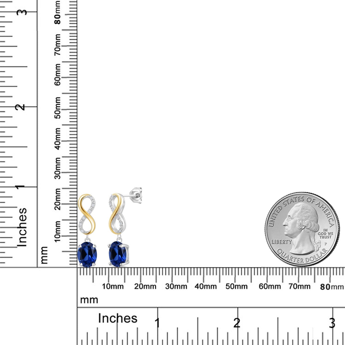 Dangle Infinity Earrings For Women | 8X6MM Oval Cut Gemstone Birthstone and Lab Grown Diamond | 925 Silver 10K Yellow Gold | Fine Jewelry Gifts for Her Mom Women Wife