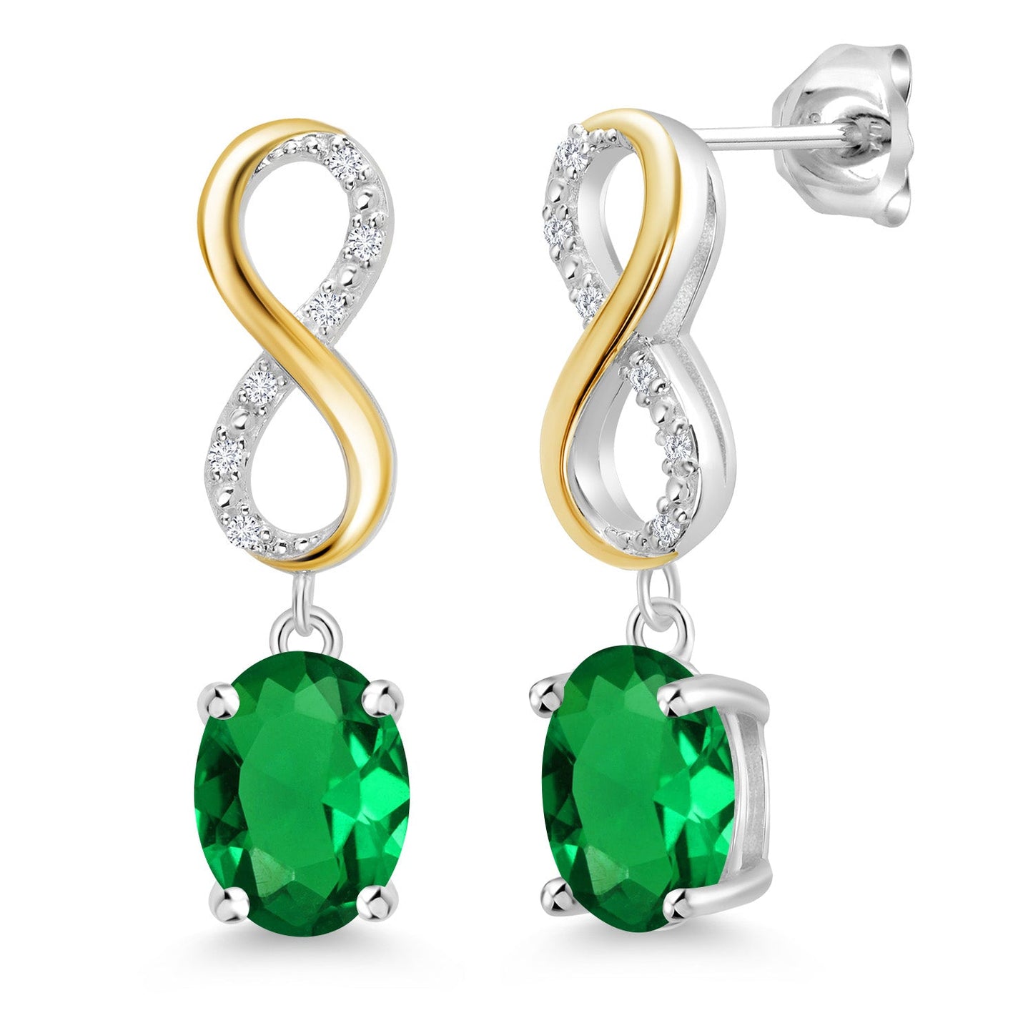 Dangle Infinity Earrings For Women | 8X6MM Oval Cut Gemstone Birthstone and Lab Grown Diamond | 925 Silver 10K Yellow Gold | Fine Jewelry Gifts for Her Mom Women Wife