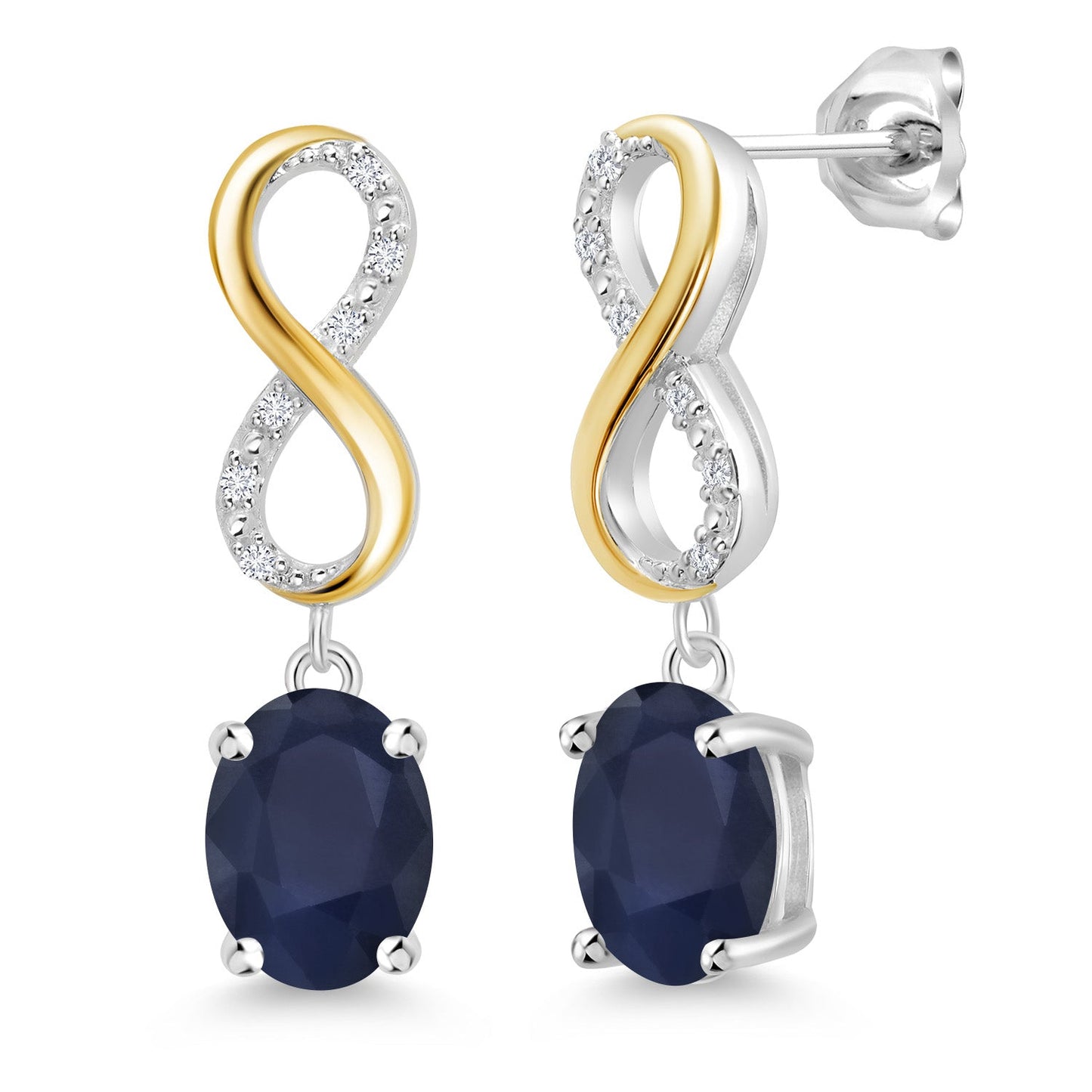 Dangle Infinity Earrings For Women | 8X6MM Oval Cut Gemstone Birthstone and Lab Grown Diamond | 925 Silver 10K Yellow Gold | Fine Jewelry Gifts for Her Mom Women Wife