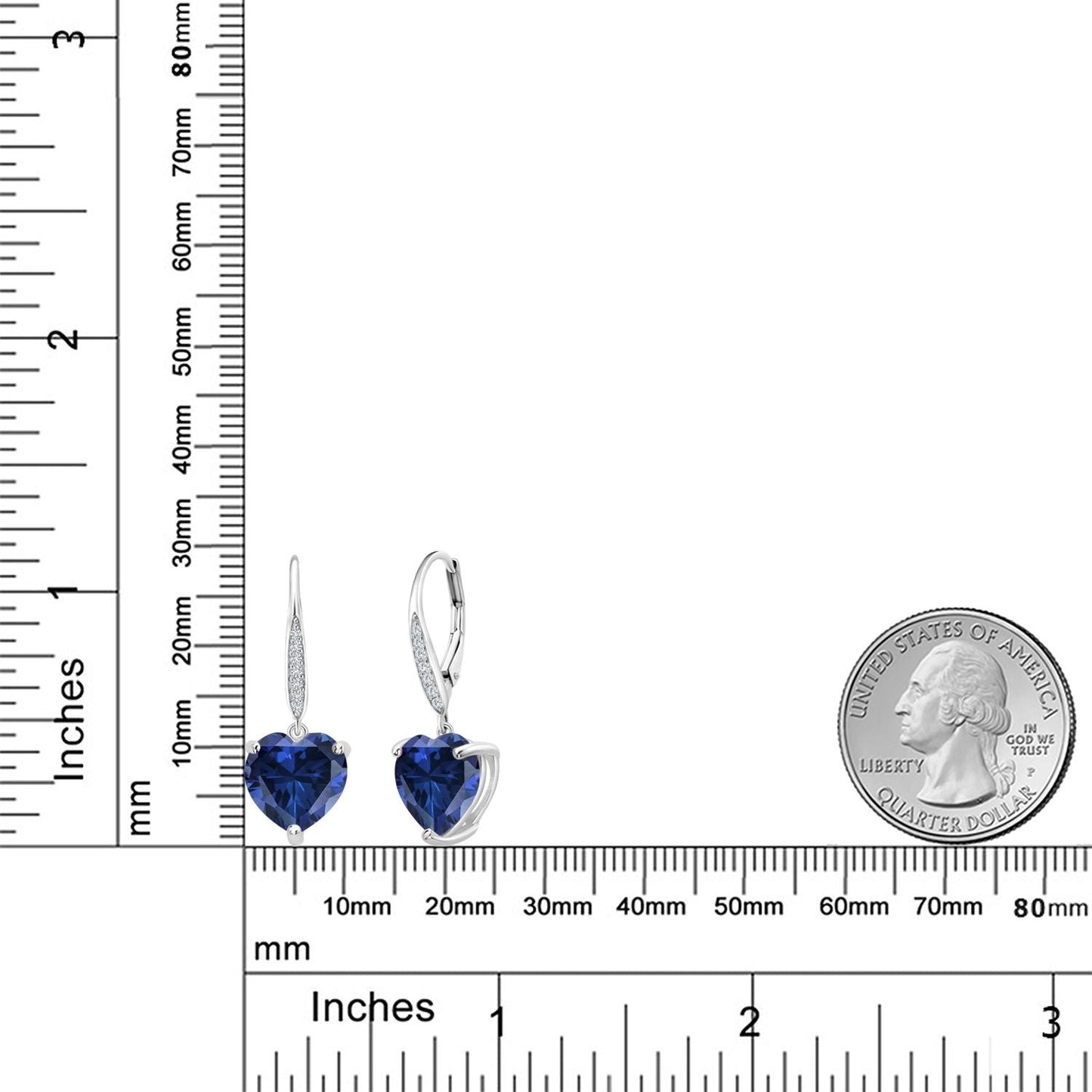 925 Sterling Silver 10MM Heart Shape Gemstone Birthstone and White Lab Grown Diamond Leverback Dangle Drop Earrings | Gold Earrings For Women