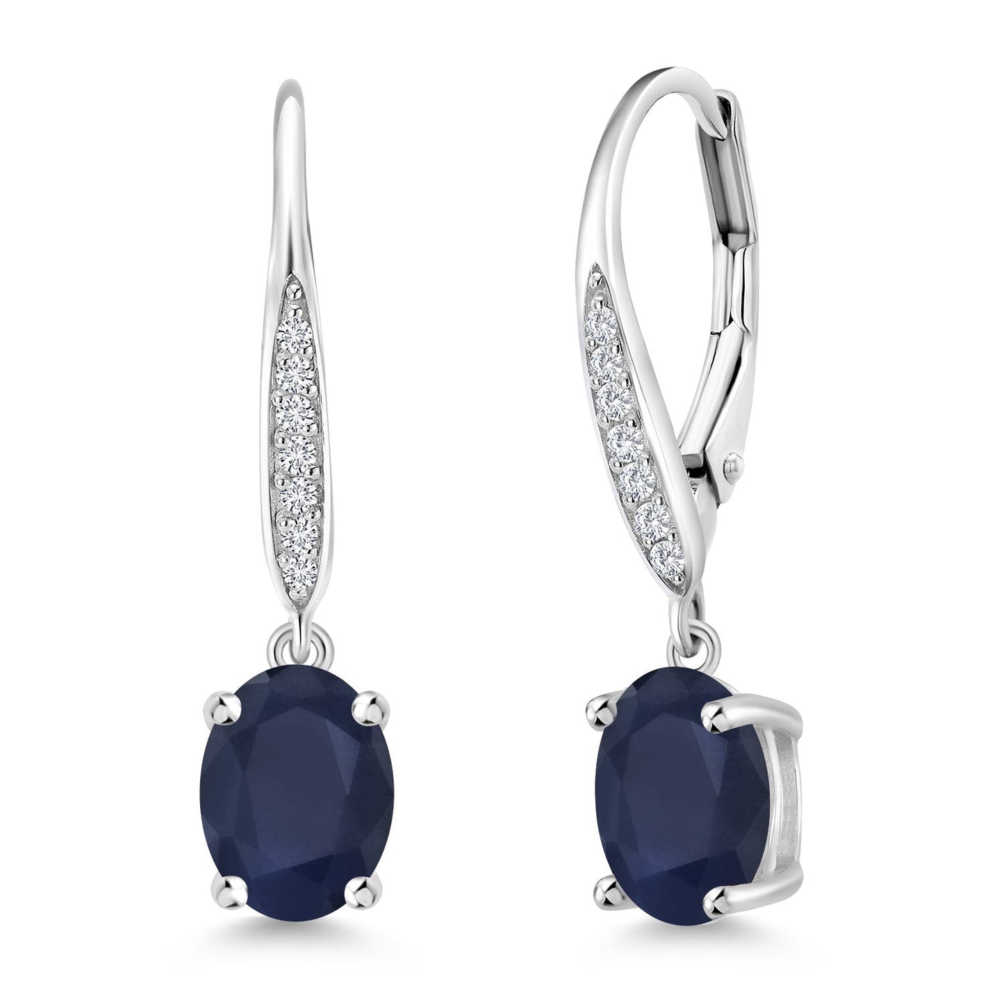 Dangle Drop Earrings For Women | 925 Sterling Silver | 8X6MM Oval Gemstone Birthstone and White Lab Grown Diamond Leverback Earrings