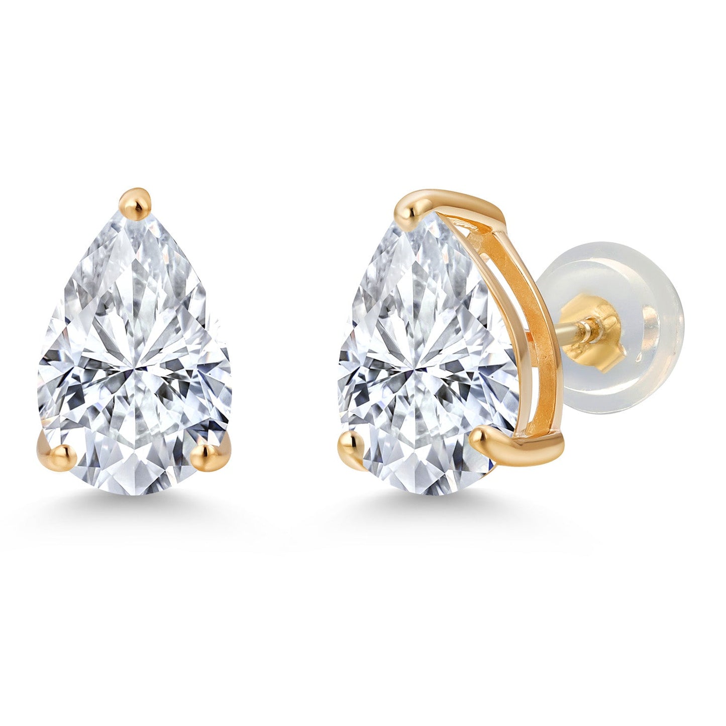14K Yellow Gold 9X6MM Pear Shape Gemstone Birthstone Teardrop Earrings | Gold Earrings For Women Men