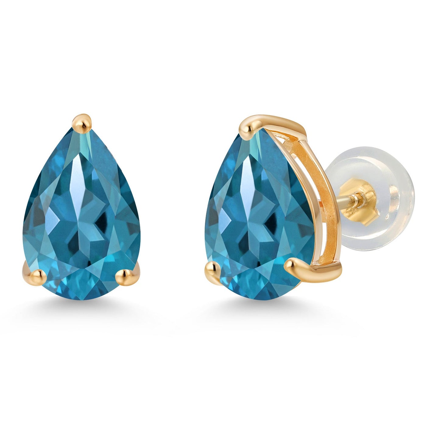 14K Yellow Gold 9X6MM Pear Shape Gemstone Birthstone Teardrop Earrings | Gold Earrings For Women Men