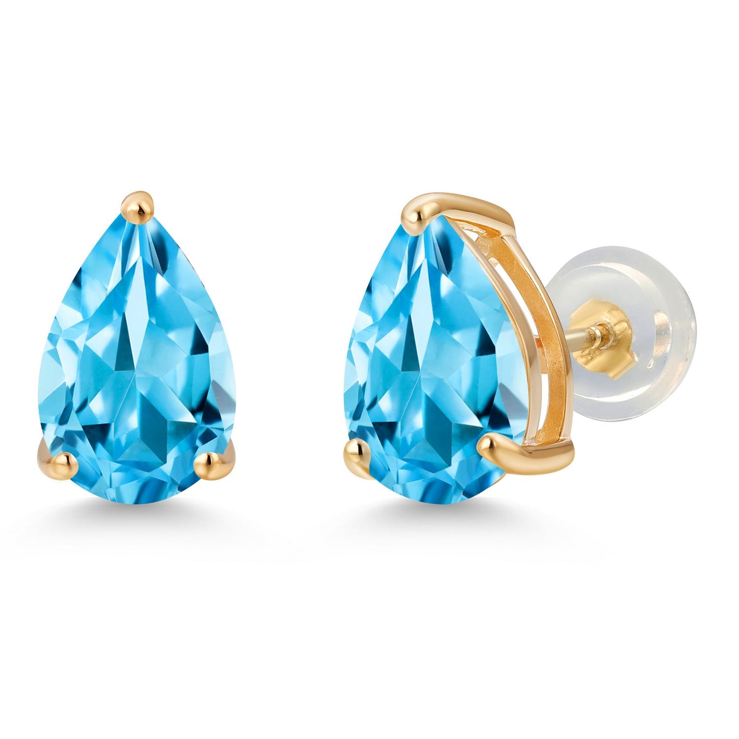 14K Yellow Gold 9X6MM Pear Shape Gemstone Birthstone Teardrop Earrings | Gold Earrings For Women Men