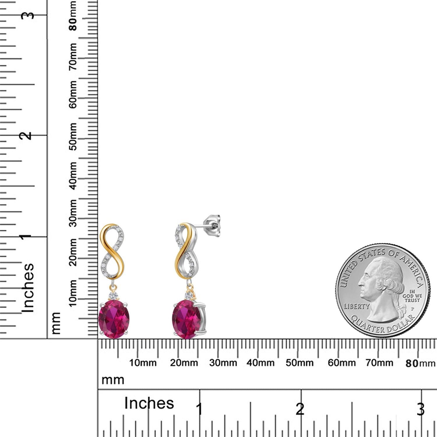 Infinity Drop Dangle Earrings For Women | 10X8MM Oval Gemstone Birthstone and White Lab Grown Diamond | 925 Silver and 10K Yellow Gold Oval