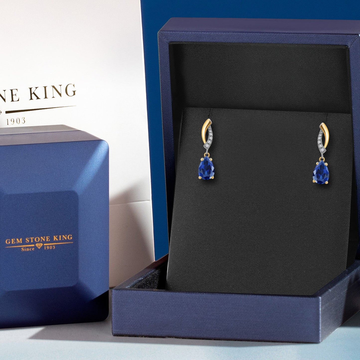 8X5MM Pear Shape Gemstone Birthstone and White Lab Grown Diamond Drop Dangle Teardrop Earrings for Women | 925 Silver and 10K Yellow Gold | Fine Jewelry Gifts For Mom Women Wife
