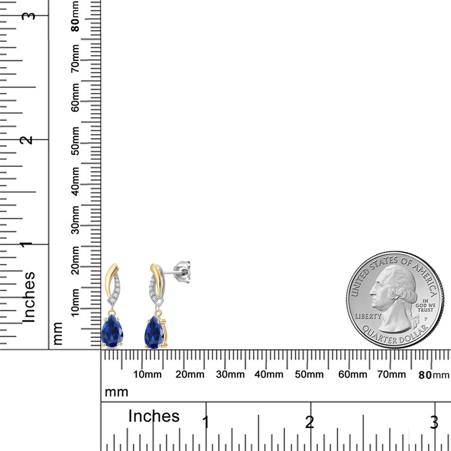 8X5MM Pear Shape Gemstone Birthstone and White Lab Grown Diamond Drop Dangle Teardrop Earrings for Women | 925 Silver and 10K Yellow Gold | Fine Jewelry Gifts For Mom Women Wife